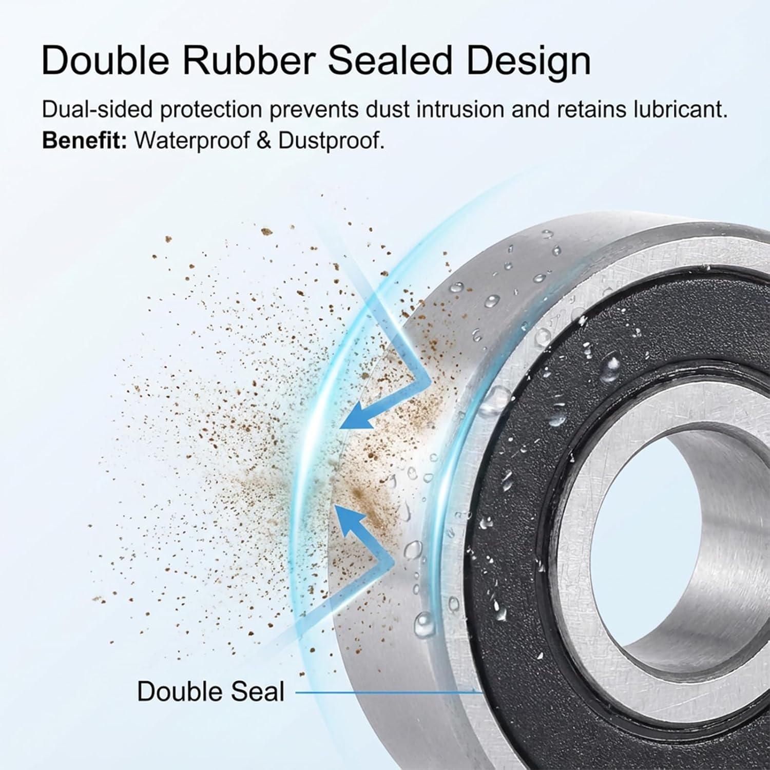 10 Pcs 608-RS Ball Bearing, Double Rubber Sealed Miniature Deep Groove Bearing Steel 608rs Bearings for Skateboards, Inline Skates, Scooters, Roller Blade Skates & Long Boards 8mm x 22mm x 7mm