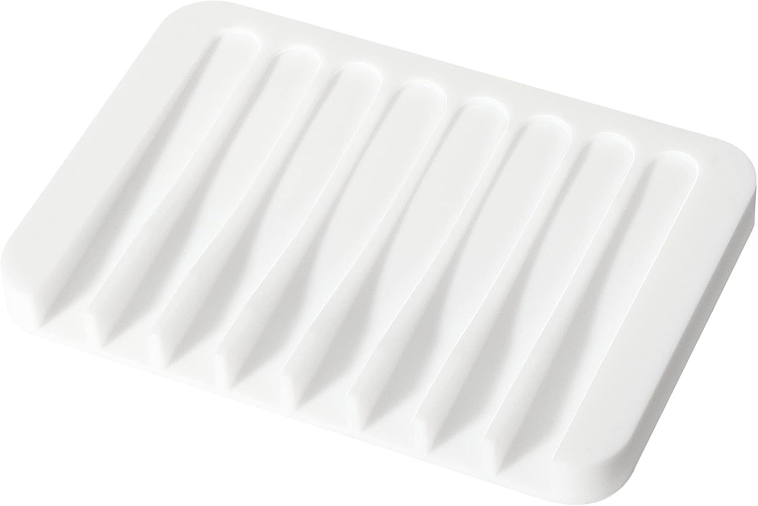 Soap Dish Shower Waterfall Soap Tray Holder for Bathroom, Kitchen, Counter Top, Flexible Silicone, Keep Soap Bars Dry, Easy Cleaning - White