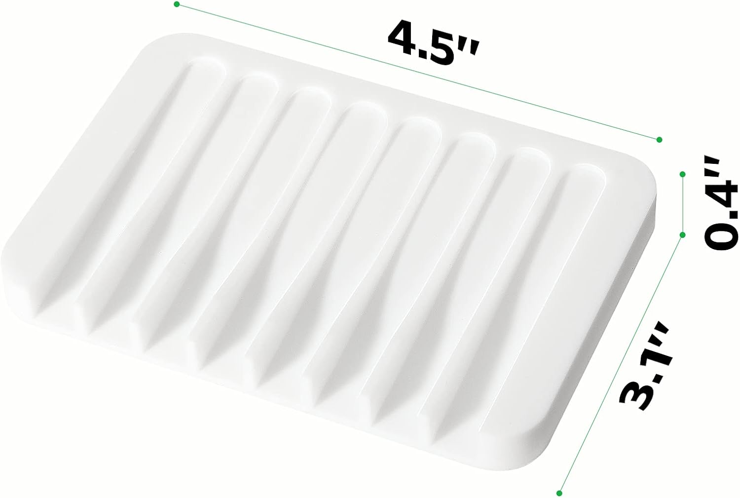 Soap Dish Shower Waterfall Soap Tray Holder for Bathroom, Kitchen, Counter Top, Flexible Silicone, Keep Soap Bars Dry, Easy Cleaning - White
