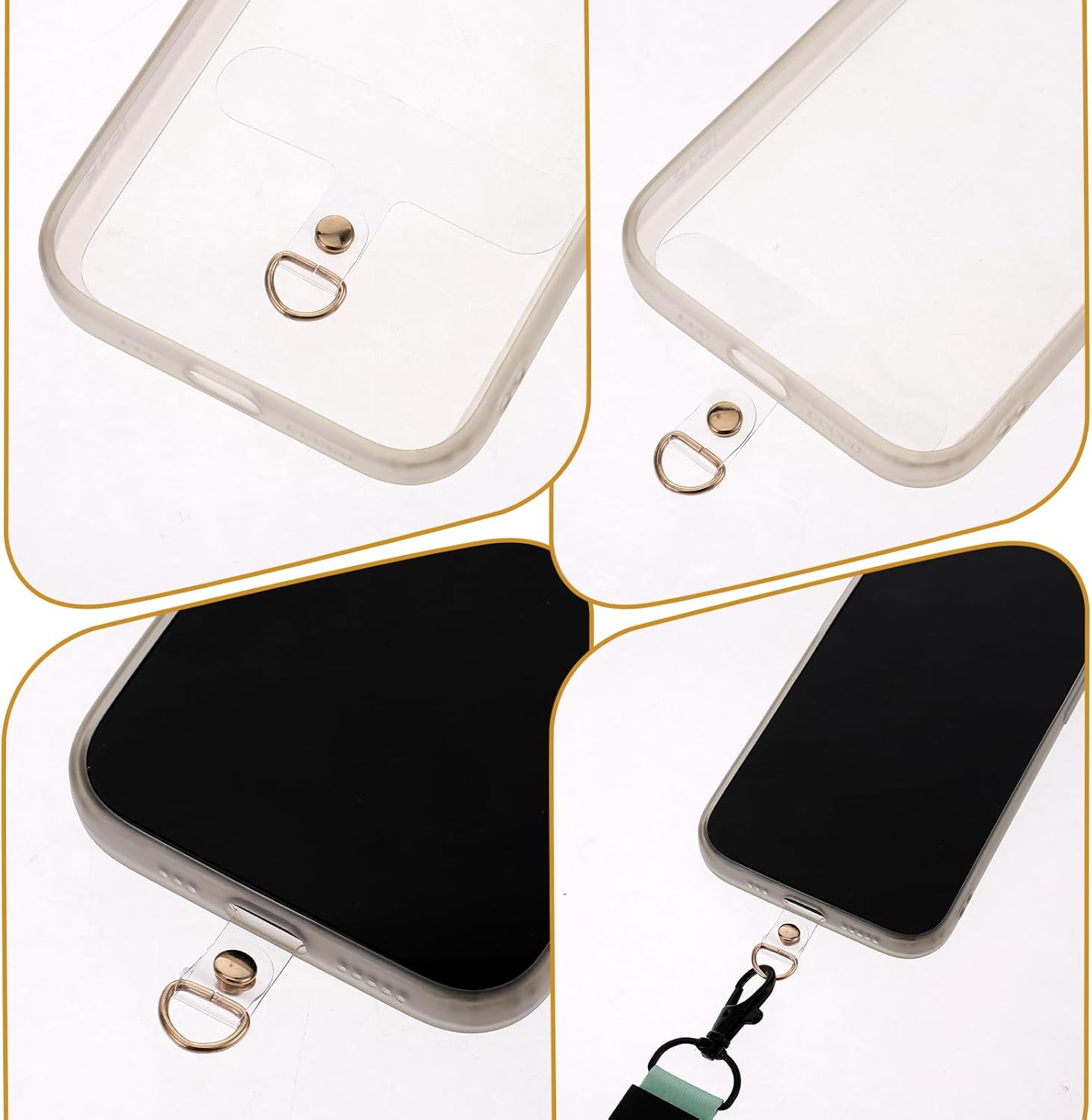 Vin Beauty 10 Pack Universal Gold Phone Tether Tab, Phone Lanyard Tab Without Adhesive, Tether Tabs for Cell Phone Tether Tab Phone Lanyard Replacement for Cell Phone Strap