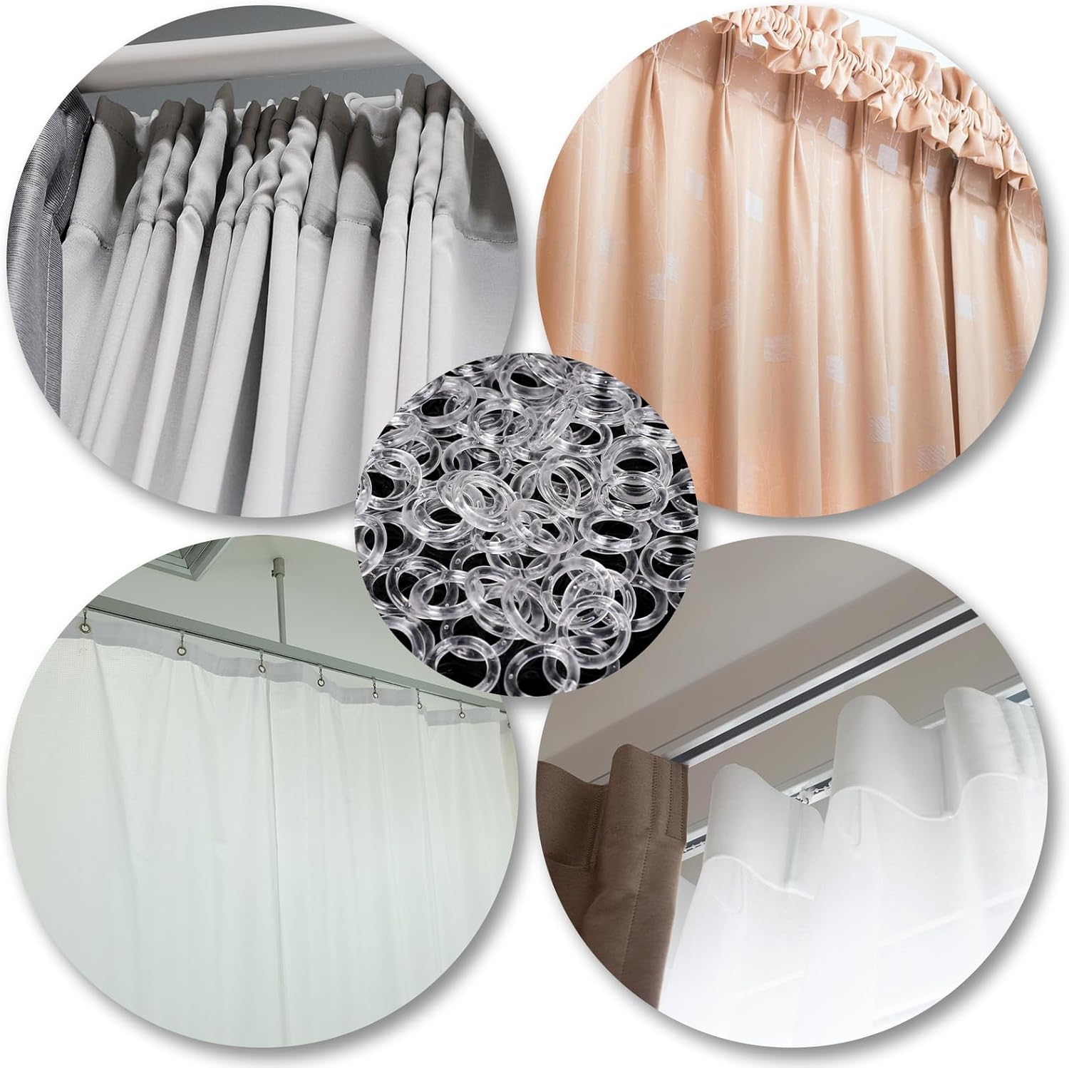 100pcs Roman Shade Rings Clear Plastic Drapery Ring Blind Curtain Rings for Roman Shades Clear Blind Curtains Ring Cafe Curtain Hardware for DIY Blinds, Curtains