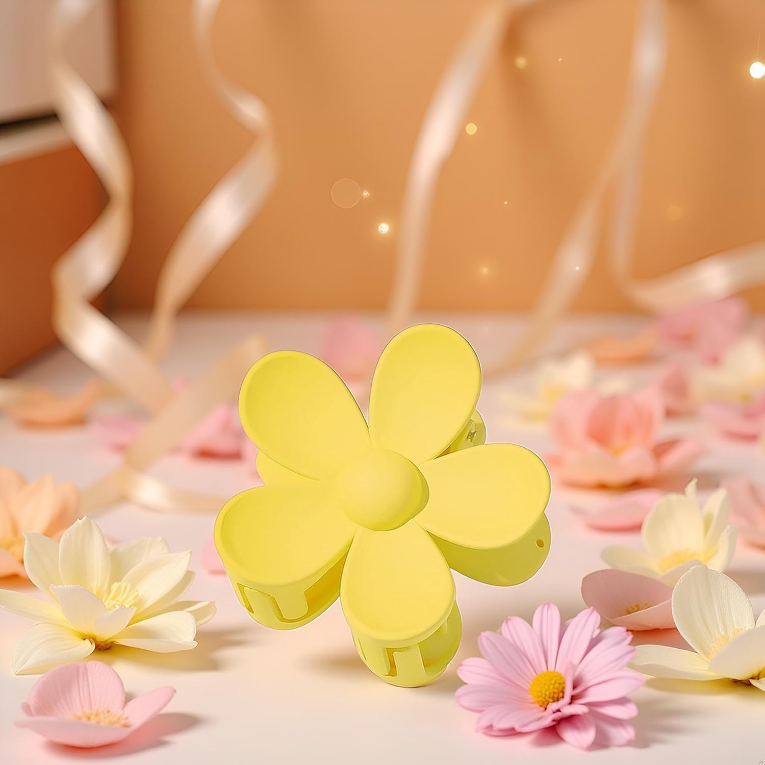 Yellow Hair Claw Clips Flower Shaped Plastic Jaw Anti-scratch Smell-less Useful Hold Tightly Light Hair Accessories Hair Clips