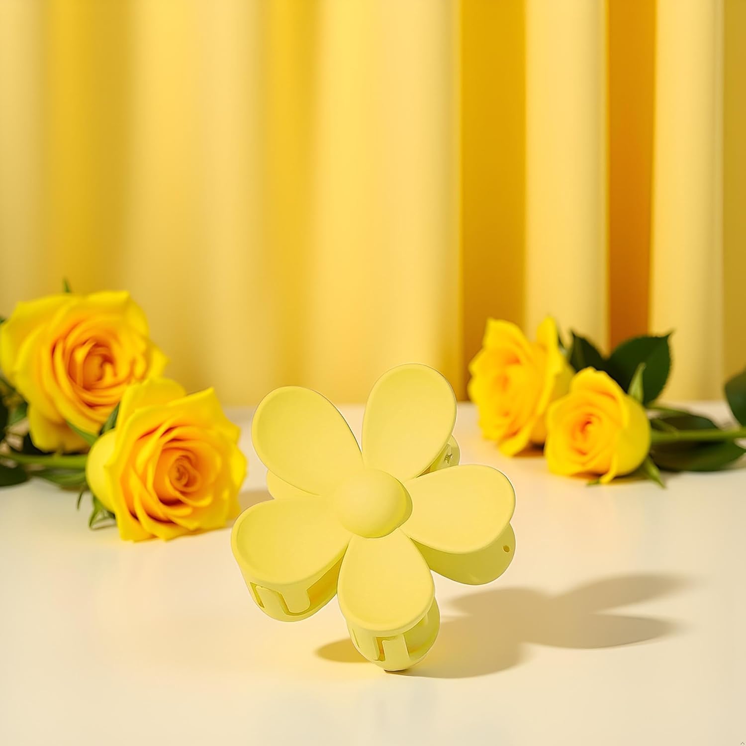 Yellow Hair Claw Clips Flower Shaped Plastic Jaw Anti-scratch Smell-less Useful Hold Tightly Light Hair Accessories Hair Clips