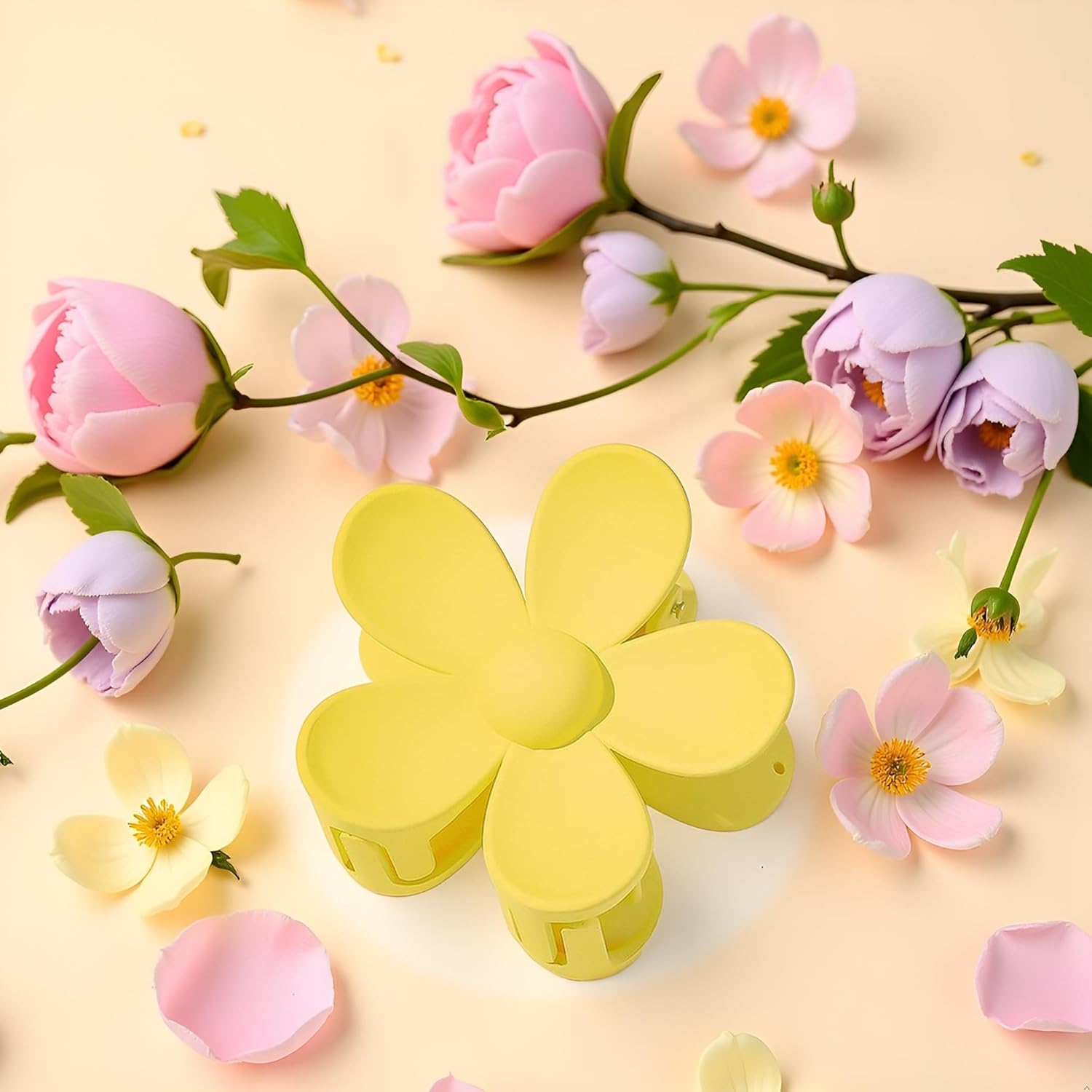 Yellow Hair Claw Clips Flower Shaped Plastic Jaw Anti-scratch Smell-less Useful Hold Tightly Light Hair Accessories Hair Clips