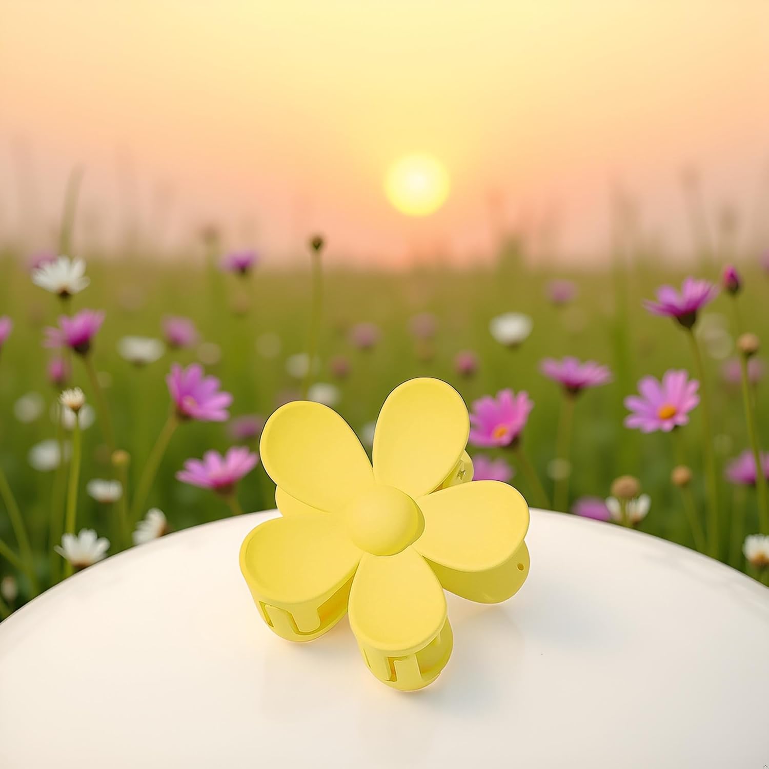 Yellow Hair Claw Clips Flower Shaped Plastic Jaw Anti-scratch Smell-less Useful Hold Tightly Light Hair Accessories Hair Clips
