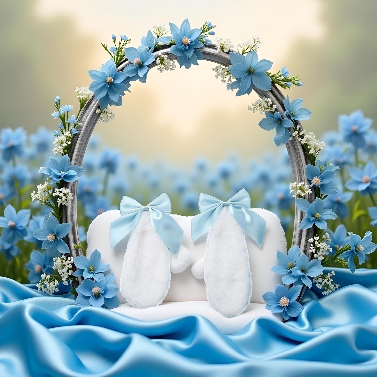 1 Pair Blue Girls Bunny Plush Lop Ears Hair Clip Rabbit Furry Ears Ribbon Bow-knot Hair Clamp Hairpin Cosplay Headwear Easy to Wear Ornaments, Hair Accessories