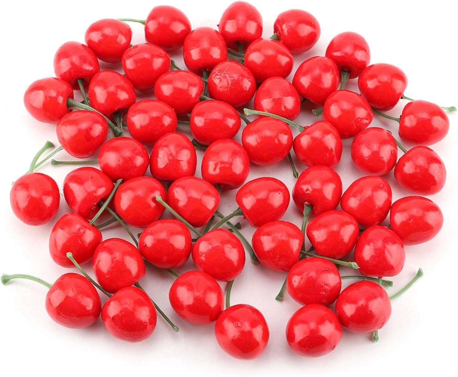 20Pcs Red Artificial Cherries, Realistic/Lifelike Fruit Cherry Ornament, Home Kitchen Party Decoration & Photography Prop, Plastic, 1x1x0.2 inches