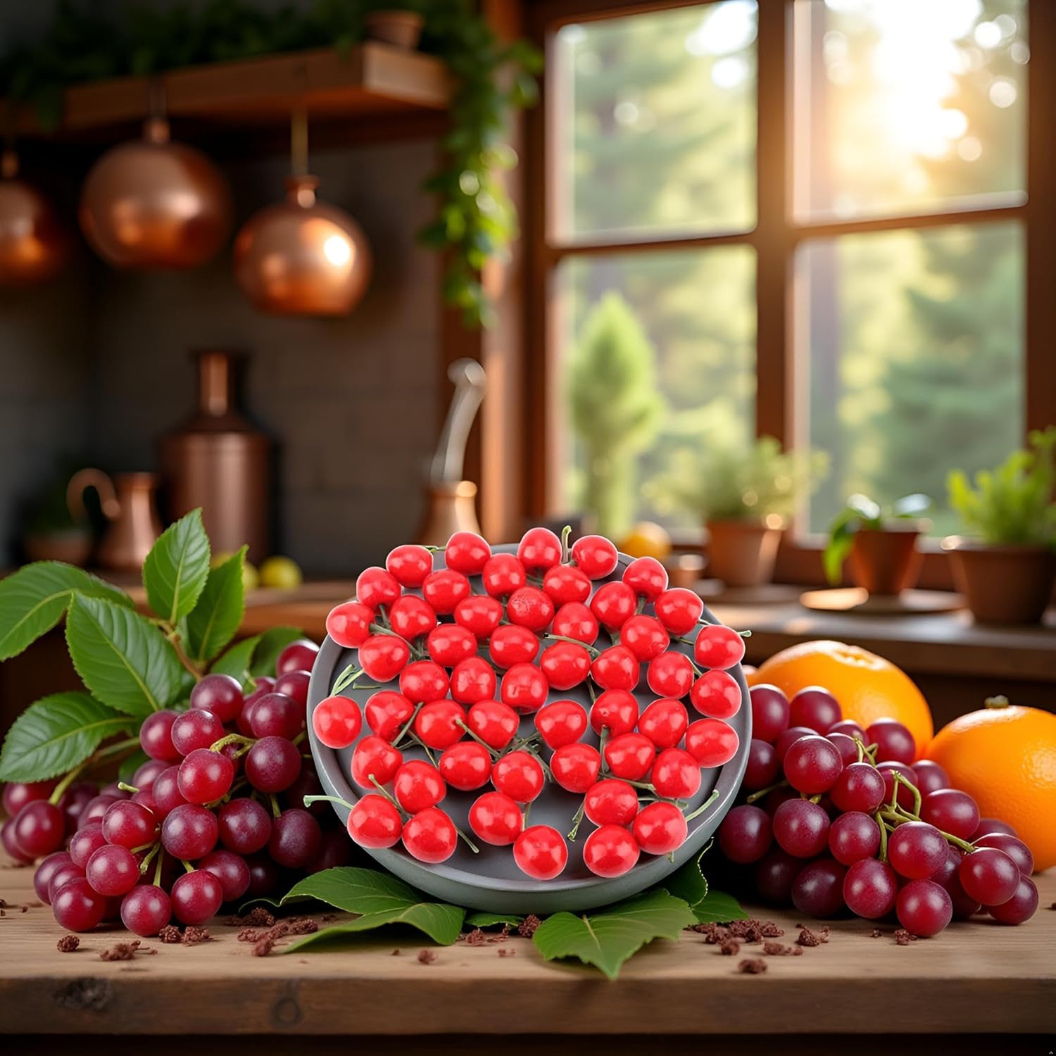20Pcs Red Artificial Cherries, Realistic/Lifelike Fruit Cherry Ornament, Home Kitchen Party Decoration & Photography Prop, Plastic, 1x1x0.2 inches