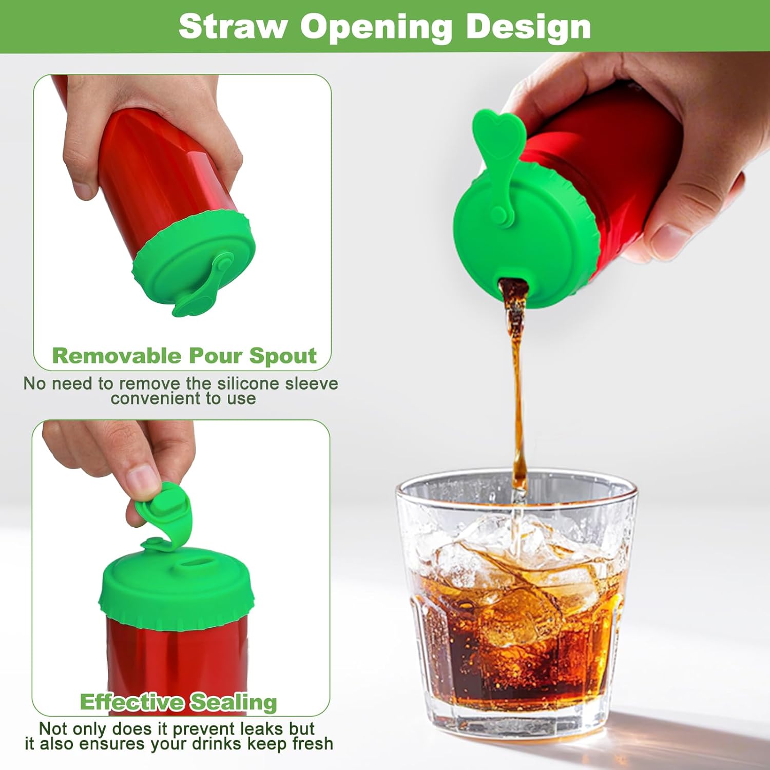 Silicone Soda Can Cover Lids, Pop Can Covers with Resealable Nozzle 6 Pack, BPA Free Stopper and Protector Reusable Beer Can Covers for Soda Fits Standard Cans