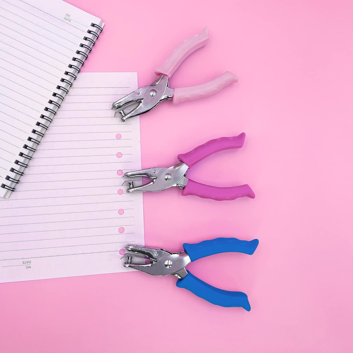 Single Hole Punch 1/4” Paper Hole Puncher for Crafts, One Hole Punch with Pink Soft Grip Handle, Small Hole Punchs or Kids and Adults, Handheld Circle Punch for Paper Crafts in Home, Office,Classroom