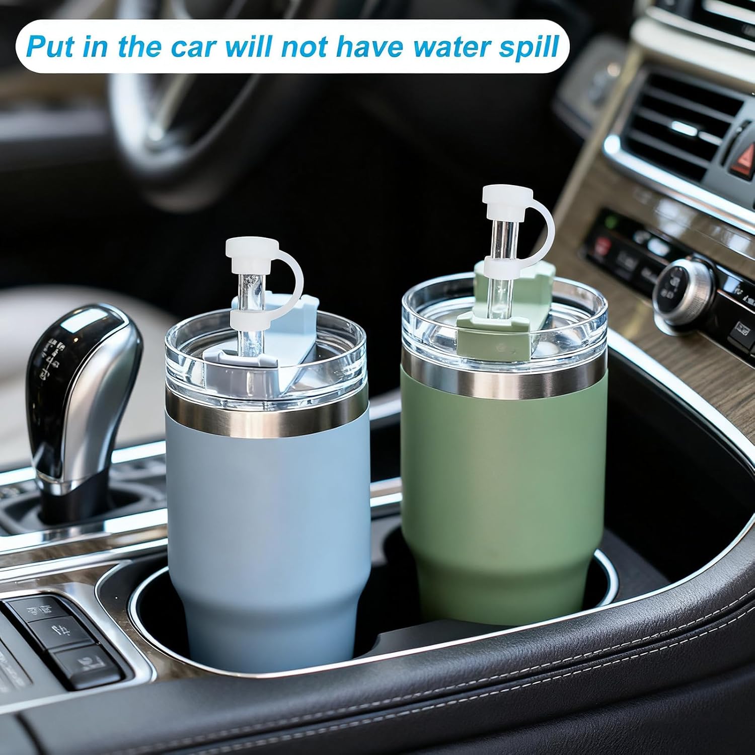 Spill-Proof Silicone Accessory Set for Stanley Cups - Includes Straw Covers, Round and Square Leak Stoppers - Anti-Dust Tumbler Accessories