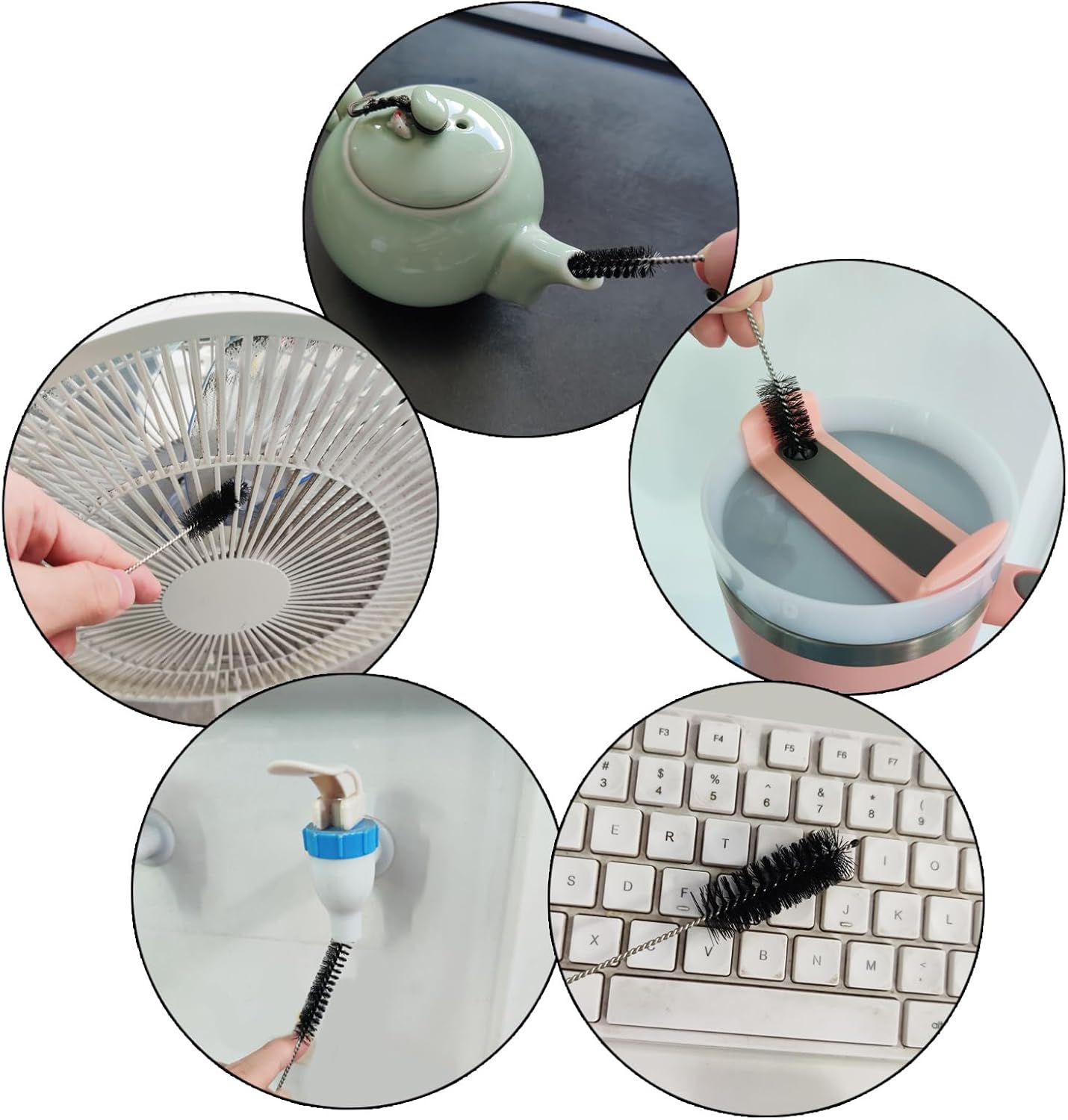 Straw Cleaner Brush Set, Shower Head Cleaner Tool, Nylon Pipe Tube Cleaner 8-inch 10 Different Diameters Set for Tumbler, Water Bottle, Sippy Cup, Sinks and Hummingbird Feeders