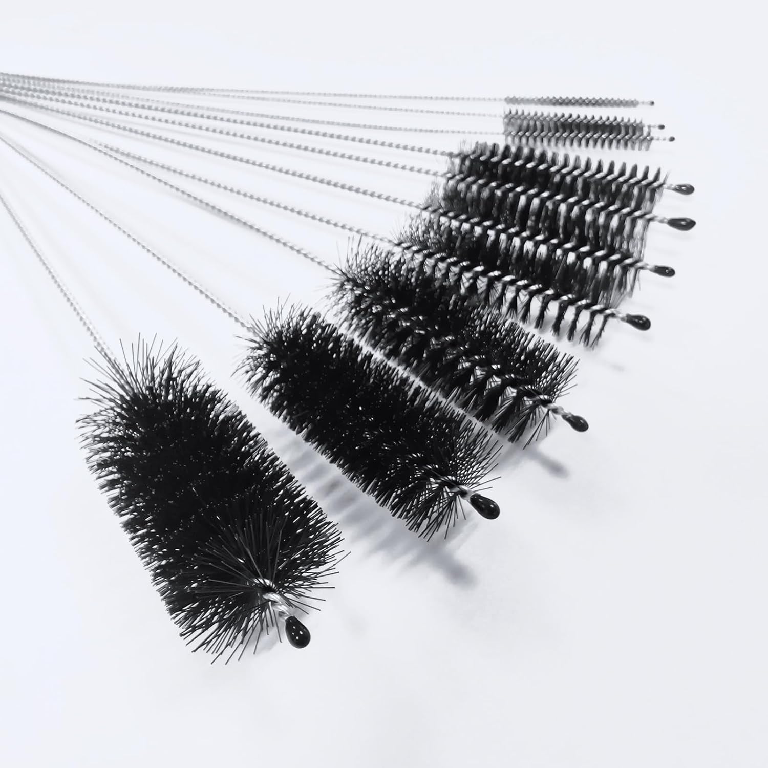 Straw Cleaner Brush Set, Shower Head Cleaner Tool, Nylon Pipe Tube Cleaner 8-inch 10 Different Diameters Set for Tumbler, Water Bottle, Sippy Cup, Sinks and Hummingbird Feeders