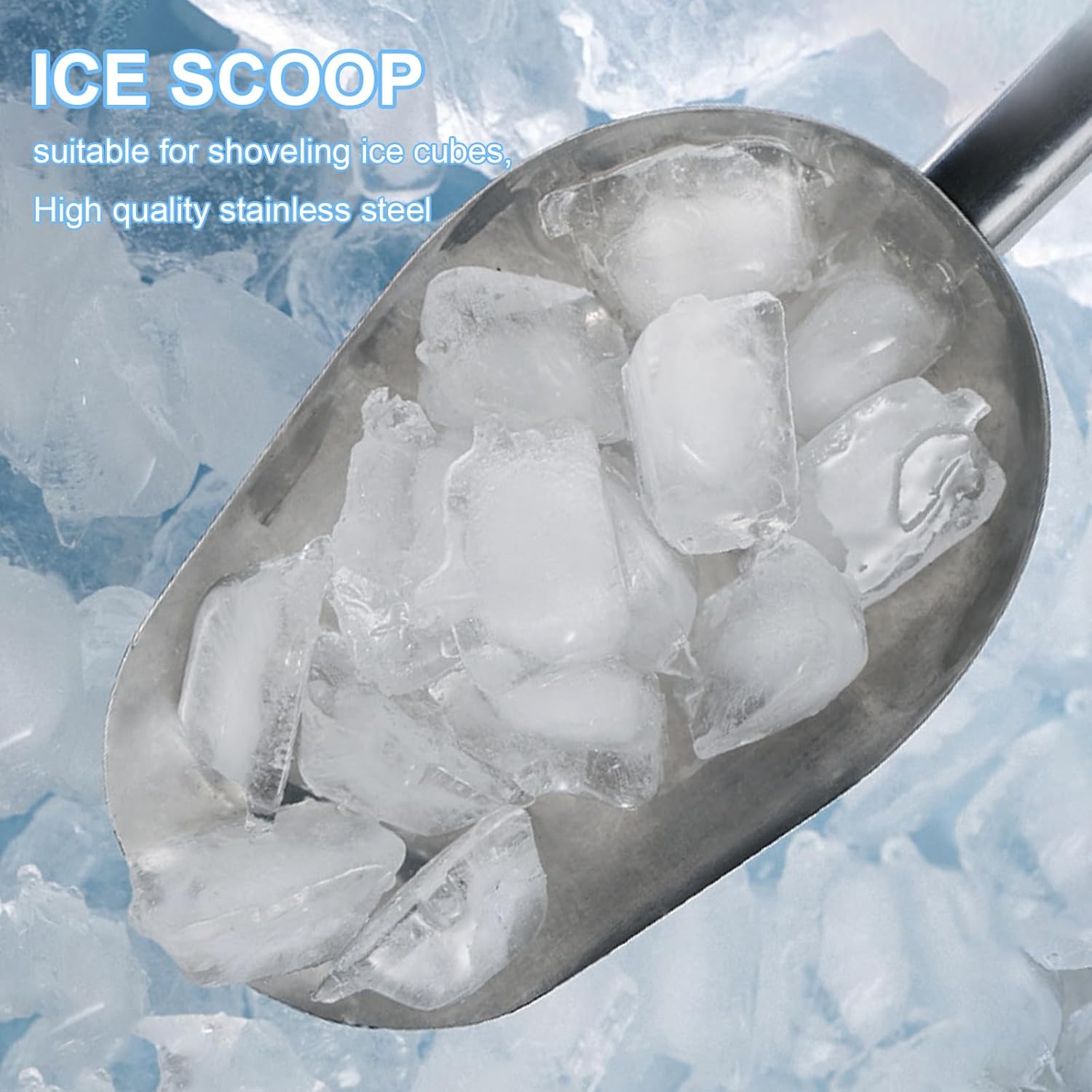 6oz Metal Ice Scoop, Kitchen Ice Scooper for Ice Maker s and Freezer, Stainless Steel Small Ice Scooper for Bar Party Wedding Pet Dog Food, Silver