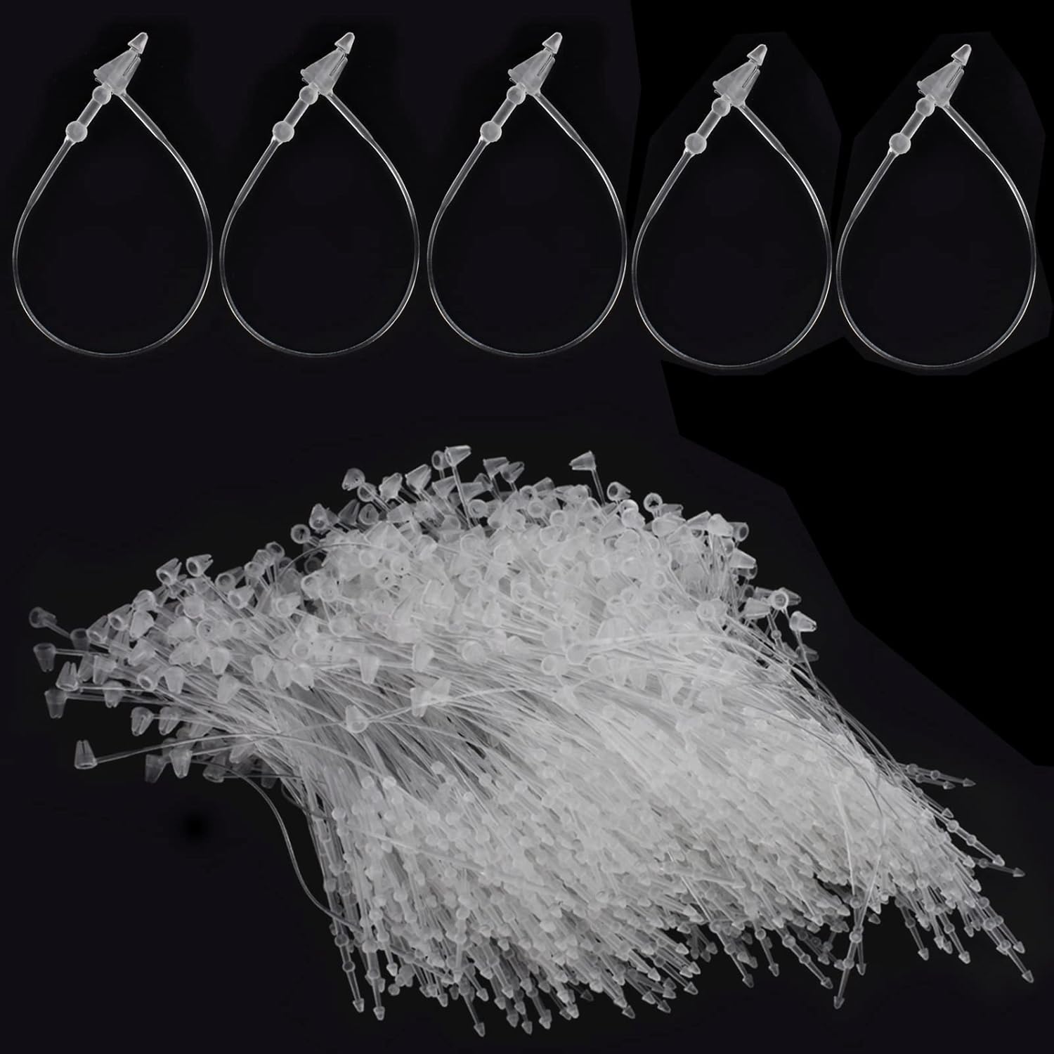 3" Plastic Fastener Clear Hang Tag Snap Lock Plastic Tag Fasteners Pin Security Loop for Retail Store Clothing Price Tag Pins 1000 Pcs