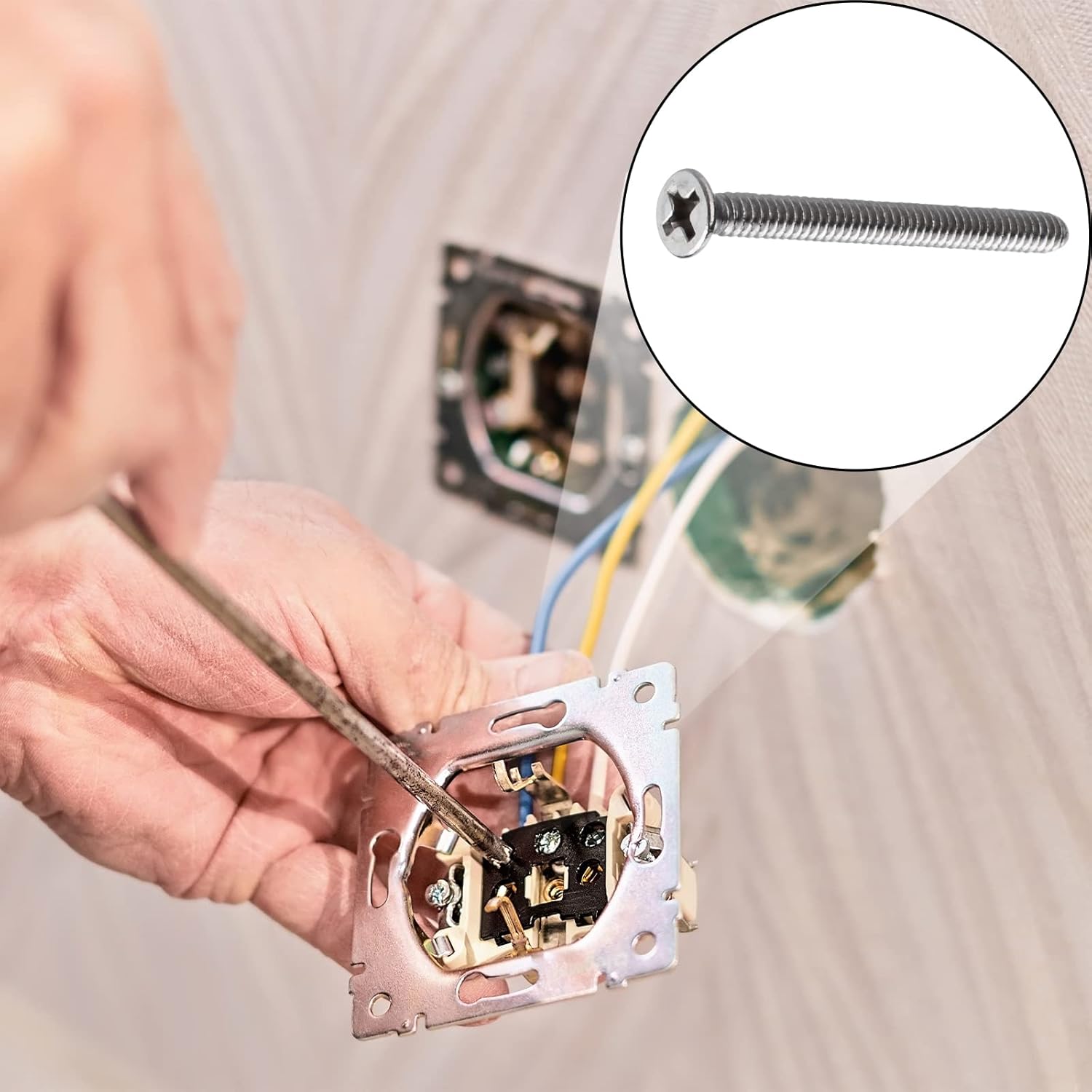 Extra Long Outlet Screws 6-32 x 1-1/2 Inches Electrical Outlet Screws 304 Stainless Machine Screws - 30 Pack