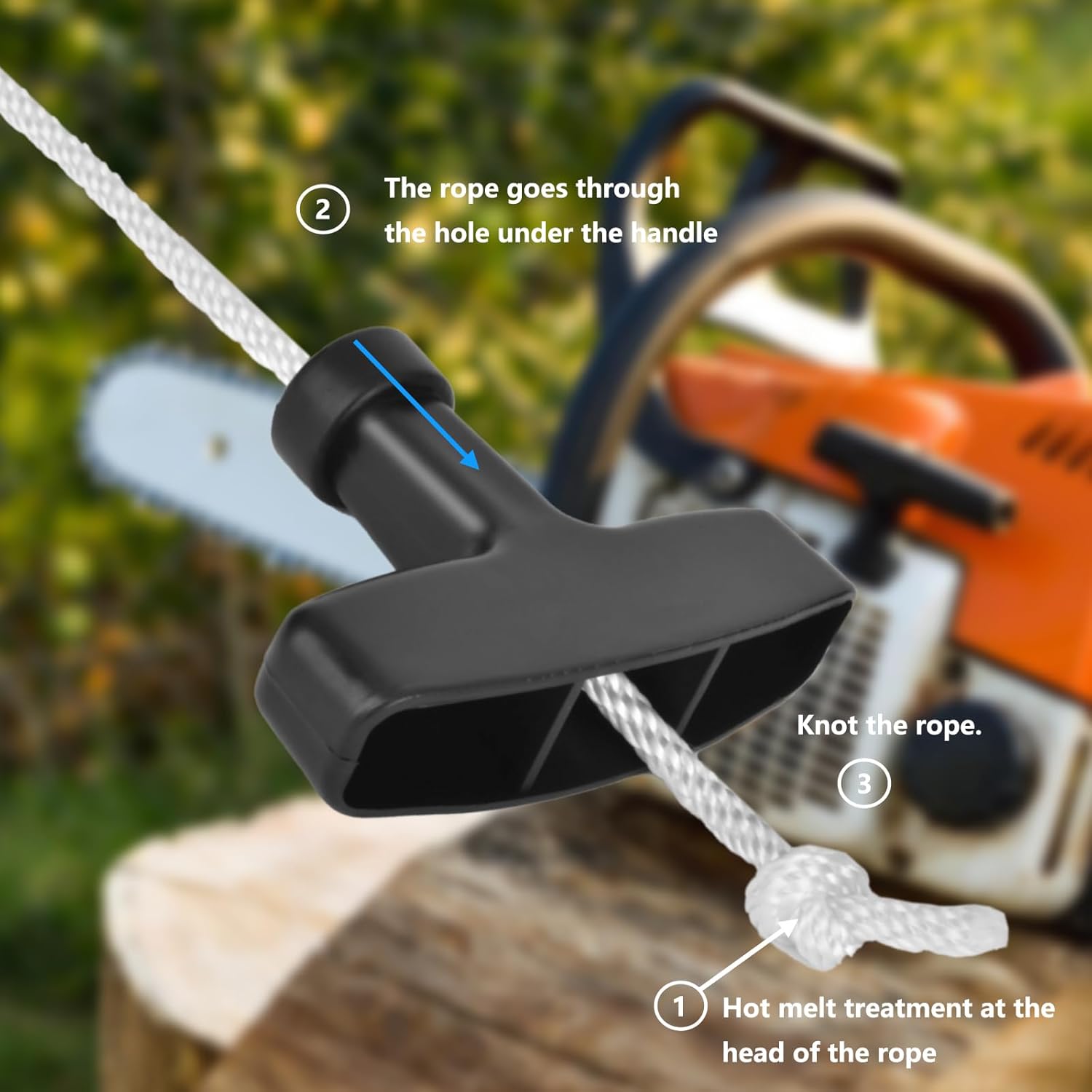 Pull Cord with Recoil Starter Handle Gasoline Engine Starter Handle Grip Recoil Starter Pull Handle for Lawn Mower, Chainsaw, Generator 2 Pack