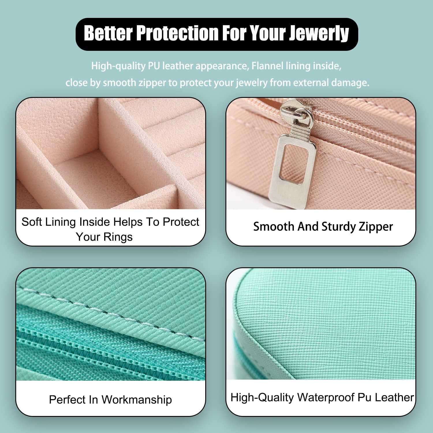 MODENGKGJIAN Mini Jewelry Travel Case, PU Leather Travel Jewelry Organizer Box, Small Portable Portable Jewellery Storage Holder for Womens Rings Earrings Necklaces Bracelets Black