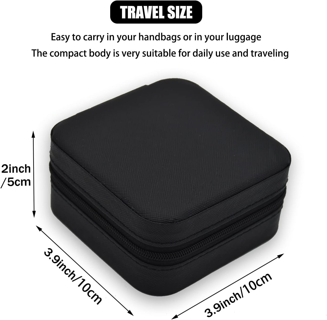 MODENGKGJIAN Mini Jewelry Travel Case, PU Leather Travel Jewelry Organizer Box, Small Portable Portable Jewellery Storage Holder for Womens Rings Earrings Necklaces Bracelets Black
