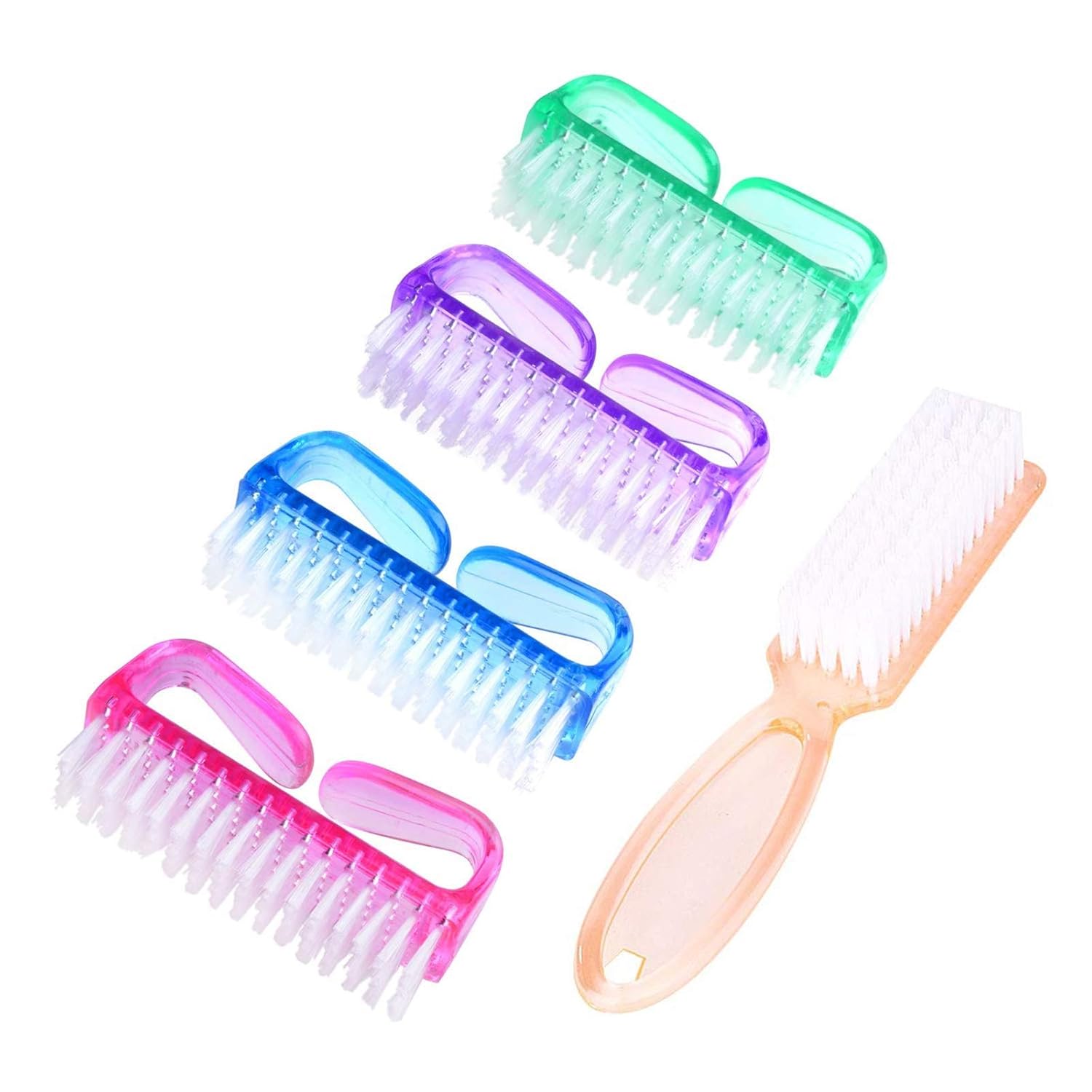 Handle Grip Nail Brush, Hand Fingernail Scrub Cleaning Brushes for Toes and Nails Cleaner, Pedicure Scrubbing tool kit for Men and Women 5 Pack Multicolor