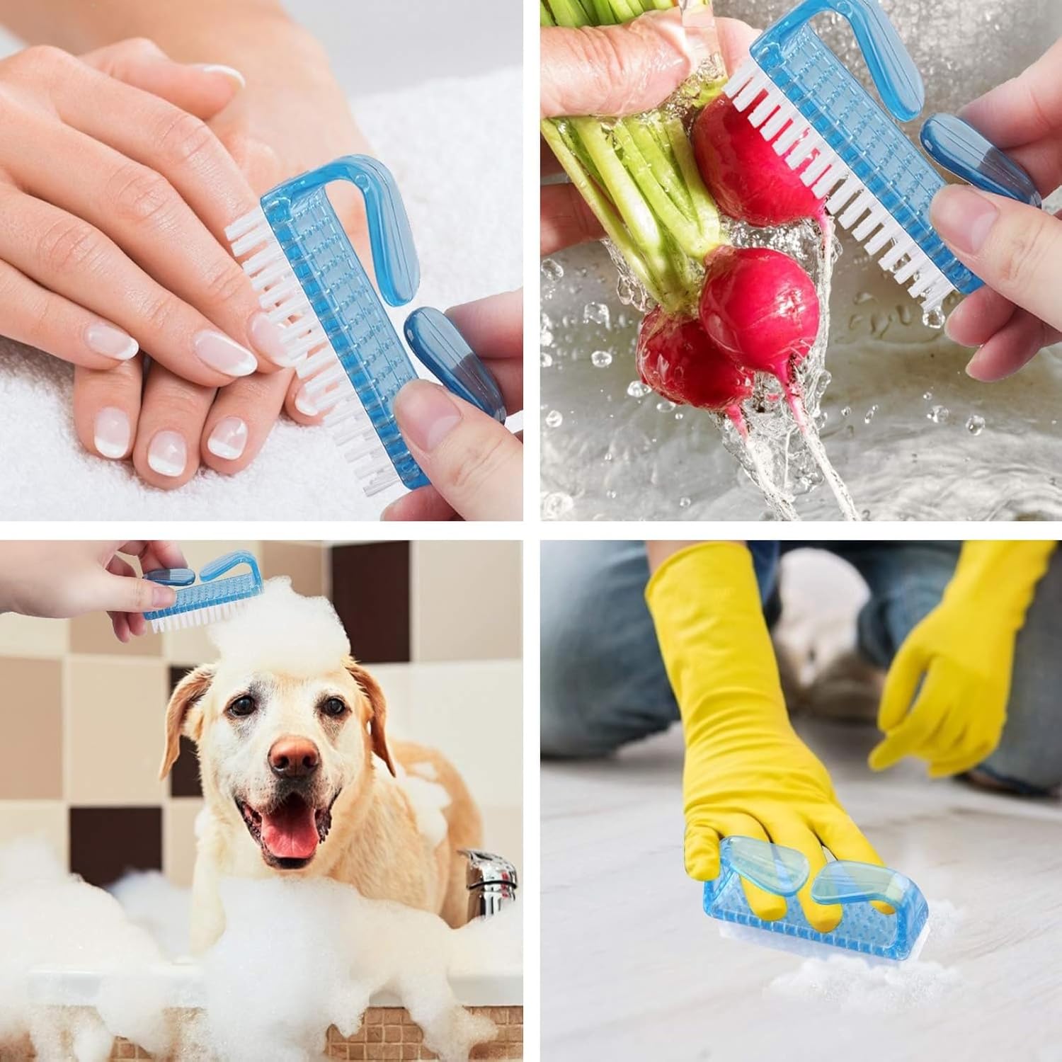 Handle Grip Nail Brush, Hand Fingernail Scrub Cleaning Brushes for Toes and Nails Cleaner, Pedicure Scrubbing tool kit for Men and Women 5 Pack Multicolor