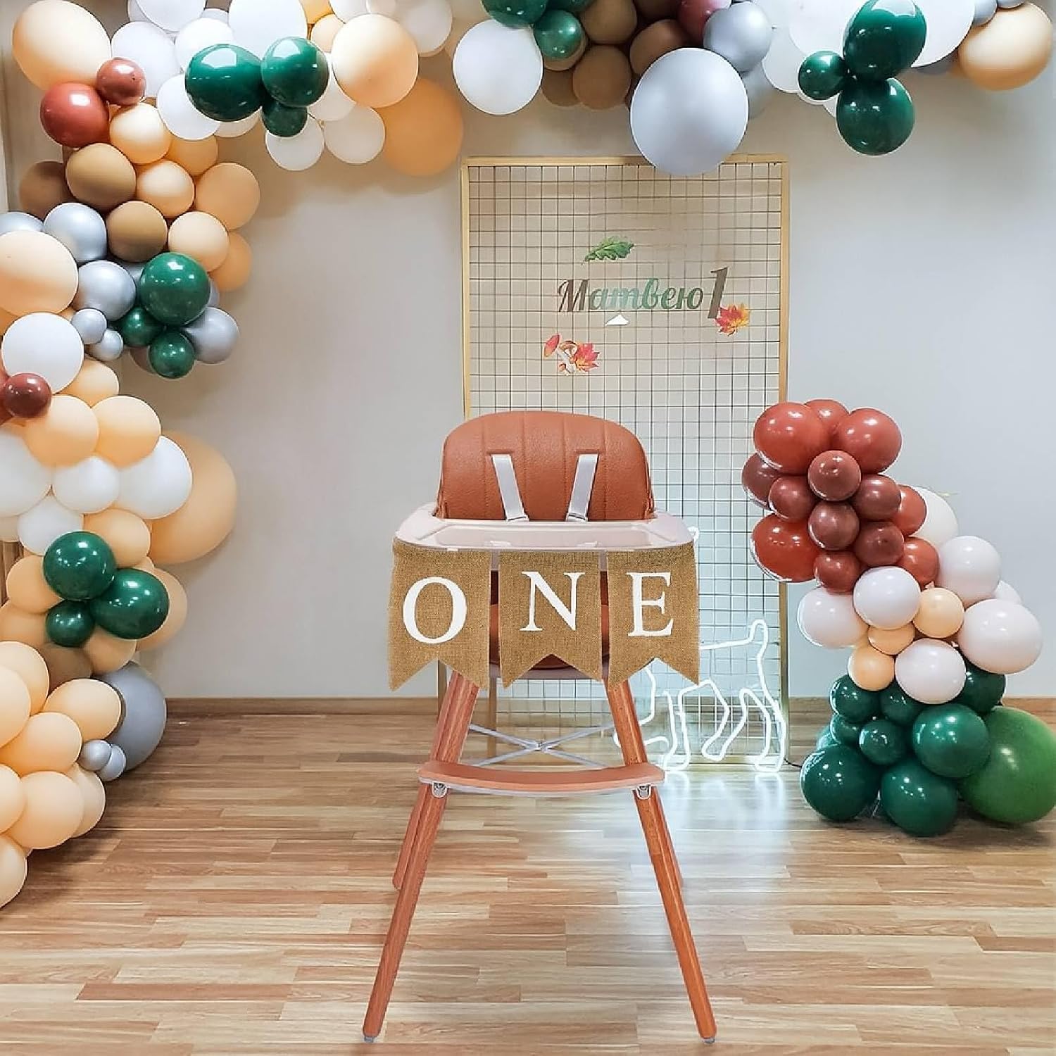 Burlap One Banner - NO DIY One Highchair Banner First Birthday Boy Girl Banner Sign Decoration 1st Happy Birthday High Chair Banners for Babies Photo Prop Party Decoration Indoor Outdoor