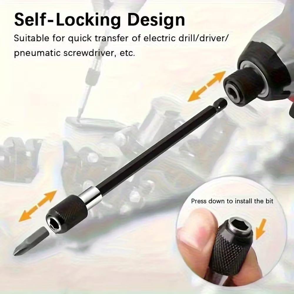 3-Piece Magnetic Bit Holder Extensi Set, Quick Release Universal Impact Drill Adapter for Home DIY Projects