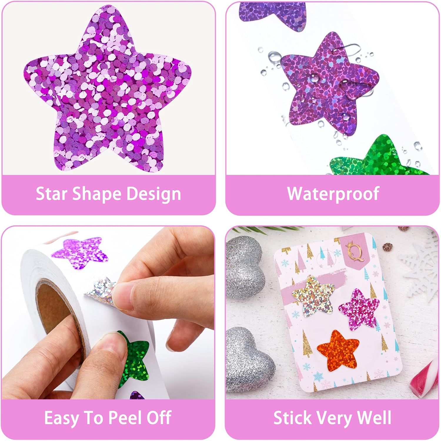 Star Stickers - 500Pcs 1Inch Glitter Star Stickers for Kids Reward Self Adhesive Foil Shiny Stars Shaped Sticker Stars Incentive Sticker Roll for Envelope Seal Classroom Teacher Behavior Chart
