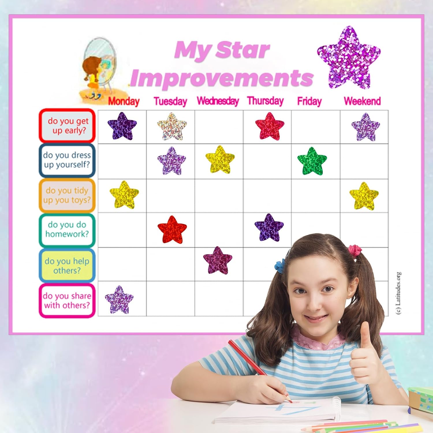 Star Stickers - 500Pcs 1Inch Glitter Star Stickers for Kids Reward Self Adhesive Foil Shiny Stars Shaped Sticker Stars Incentive Sticker Roll for Envelope Seal Classroom Teacher Behavior Chart