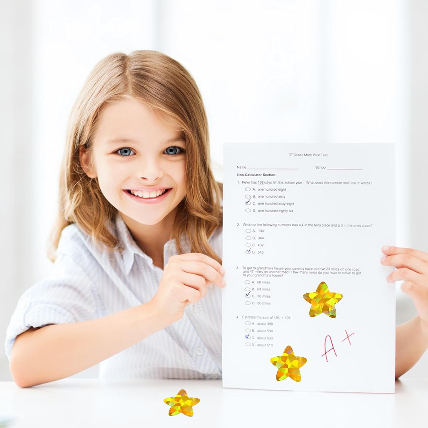 Holographic Gold Star Stickers for Kids Reward - 500Pcs 1.5Inch Shiny Self-Adhesive Metallic Glitter Foil Stickers for DIY, Homework, School, Classroom, Teacher Supply