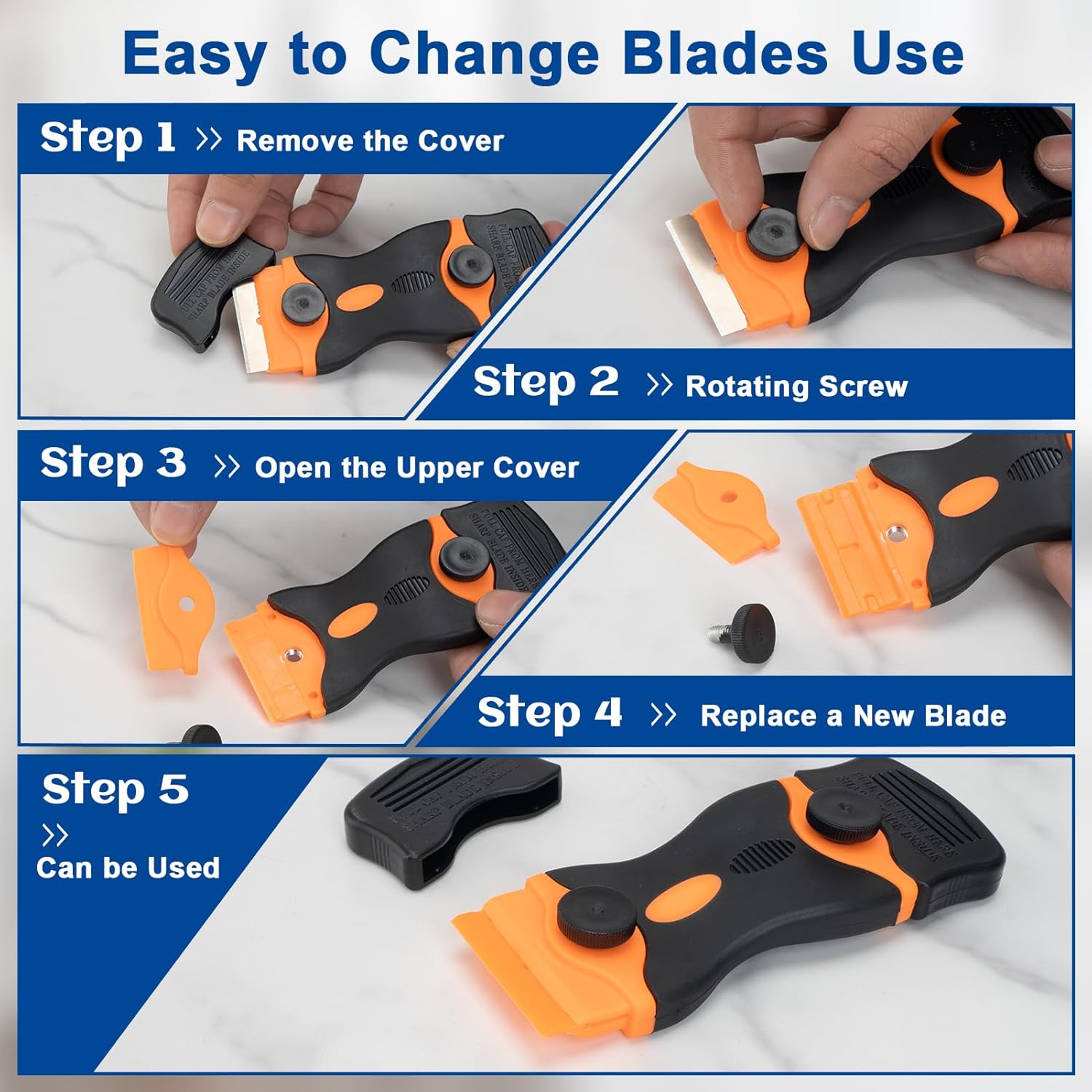 Razor Scraper Tool 2 Pack, Razor Blade Scraper Tool with 20pcs Plastic Blades and 20pcs Metal Scraper Blades, Paint Scraper for Glass, Decals, Wallpaper, Stickers