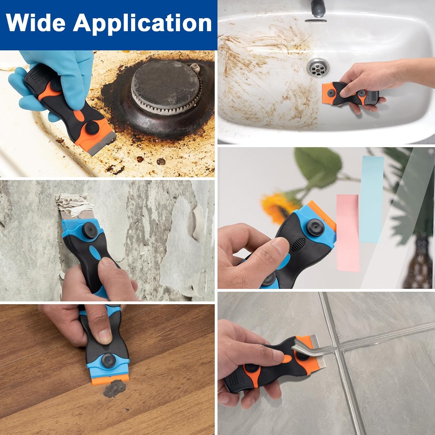 Razor Scraper Tool 2 Pack, Razor Blade Scraper Tool with 20pcs Plastic Blades and 20pcs Metal Scraper Blades, Paint Scraper for Glass, Decals, Wallpaper, Stickers