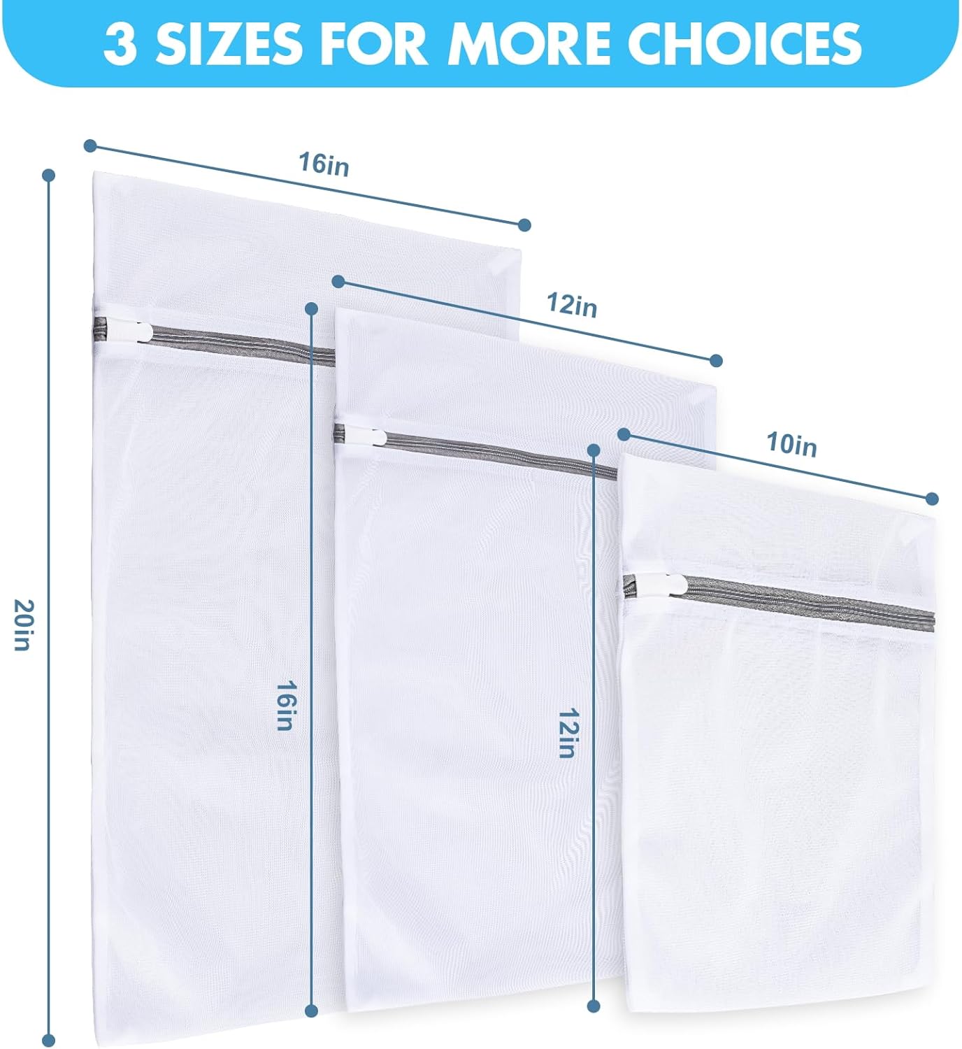 Mesh Laundry Bags for Delicates, 3 Pack Laundry Bags Mesh Wash Bags in 3 Sizes 1 Large, 1 Medium, 1 Small , Durable and Gentle Lingerie Bags for Washing Delicates, Garment Bag for Washing Machine