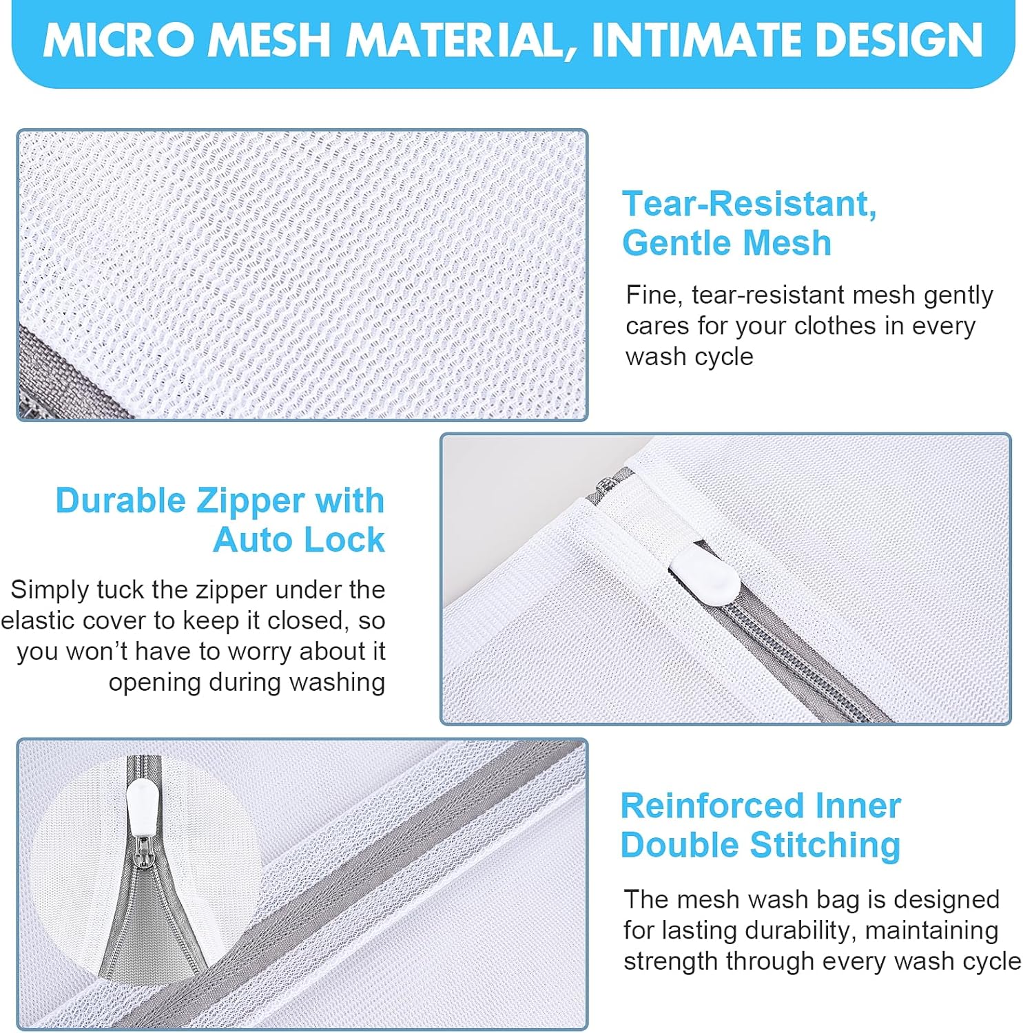 Mesh Laundry Bags for Delicates, 3 Pack Laundry Bags Mesh Wash Bags in 3 Sizes 1 Large, 1 Medium, 1 Small , Durable and Gentle Lingerie Bags for Washing Delicates, Garment Bag for Washing Machine