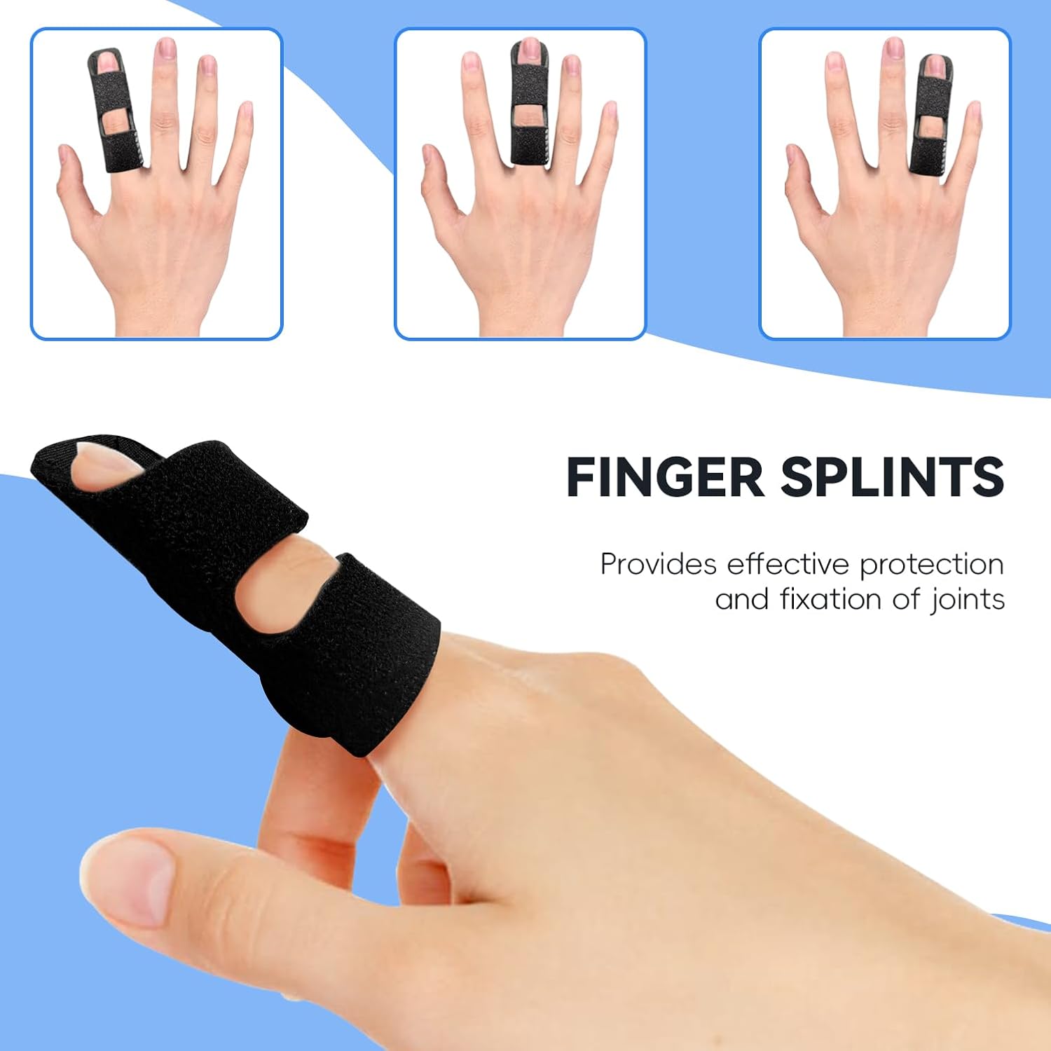Finger Splint, Universal Trigger Finger Brace for Broken/Arthritis Pain and Sprain Relief, Splints for Middle, Index, Ring 2 Pack,Black