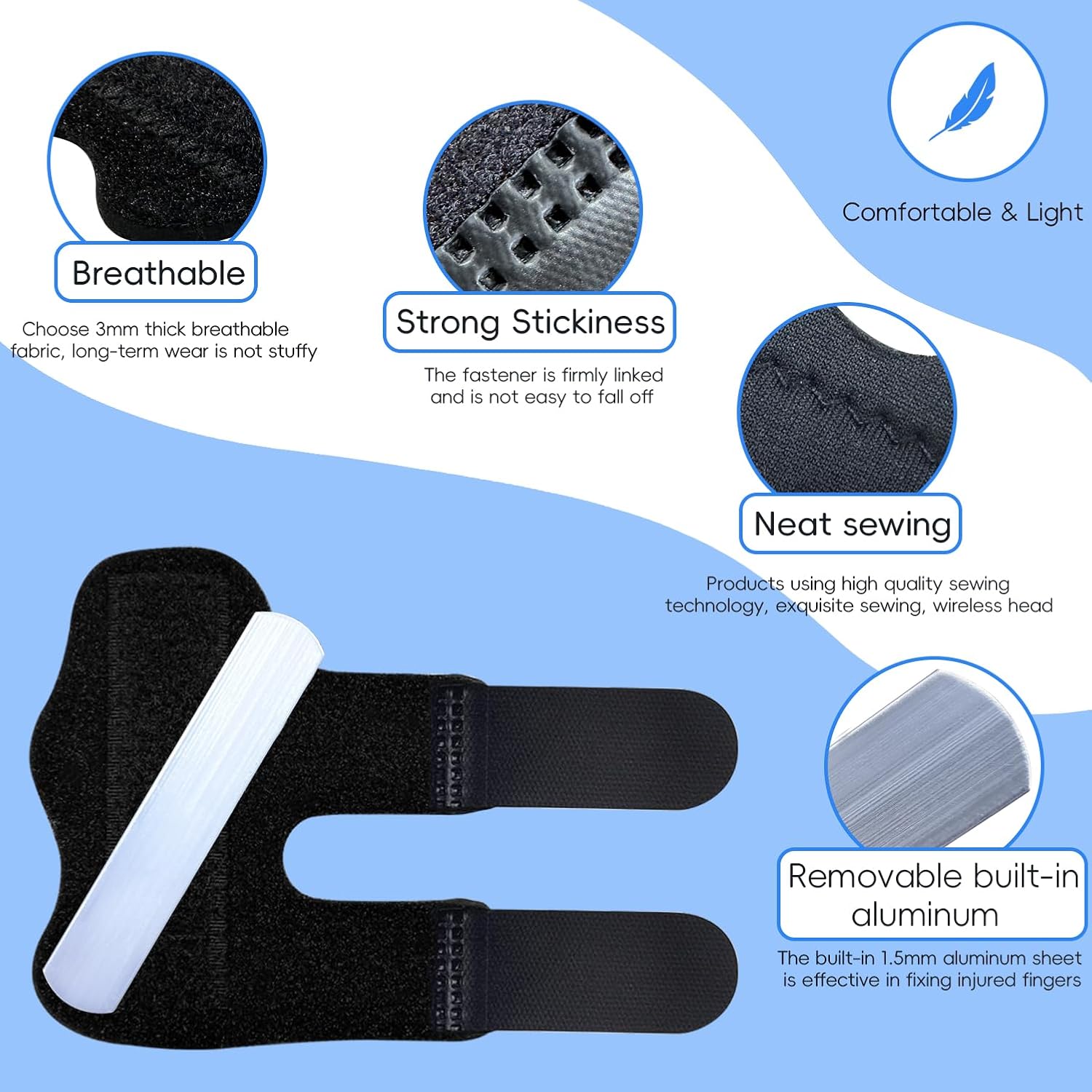 Finger Splint, Universal Trigger Finger Brace for Broken/Arthritis Pain and Sprain Relief, Splints for Middle, Index, Ring 2 Pack,Black