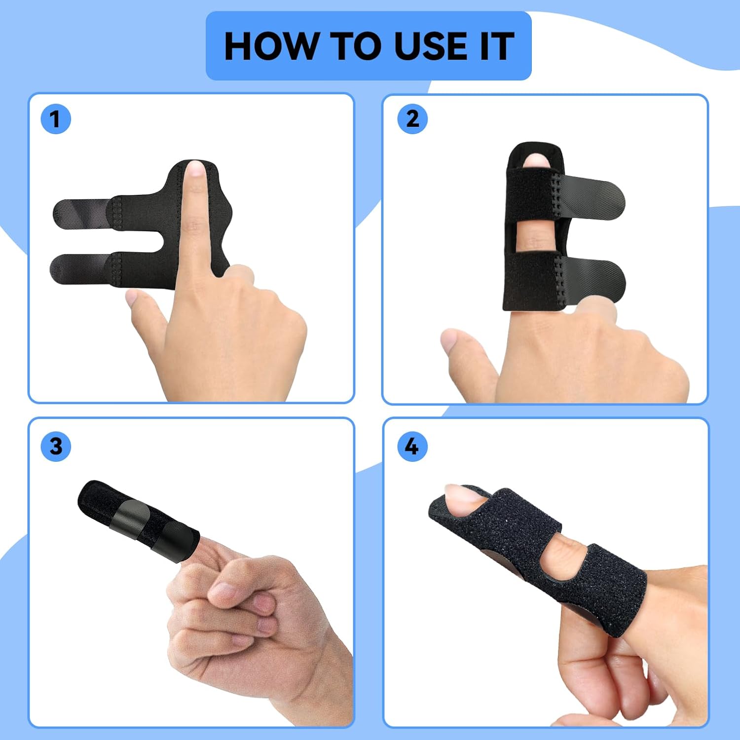 Finger Splint, Universal Trigger Finger Brace for Broken/Arthritis Pain and Sprain Relief, Splints for Middle, Index, Ring 2 Pack,Black