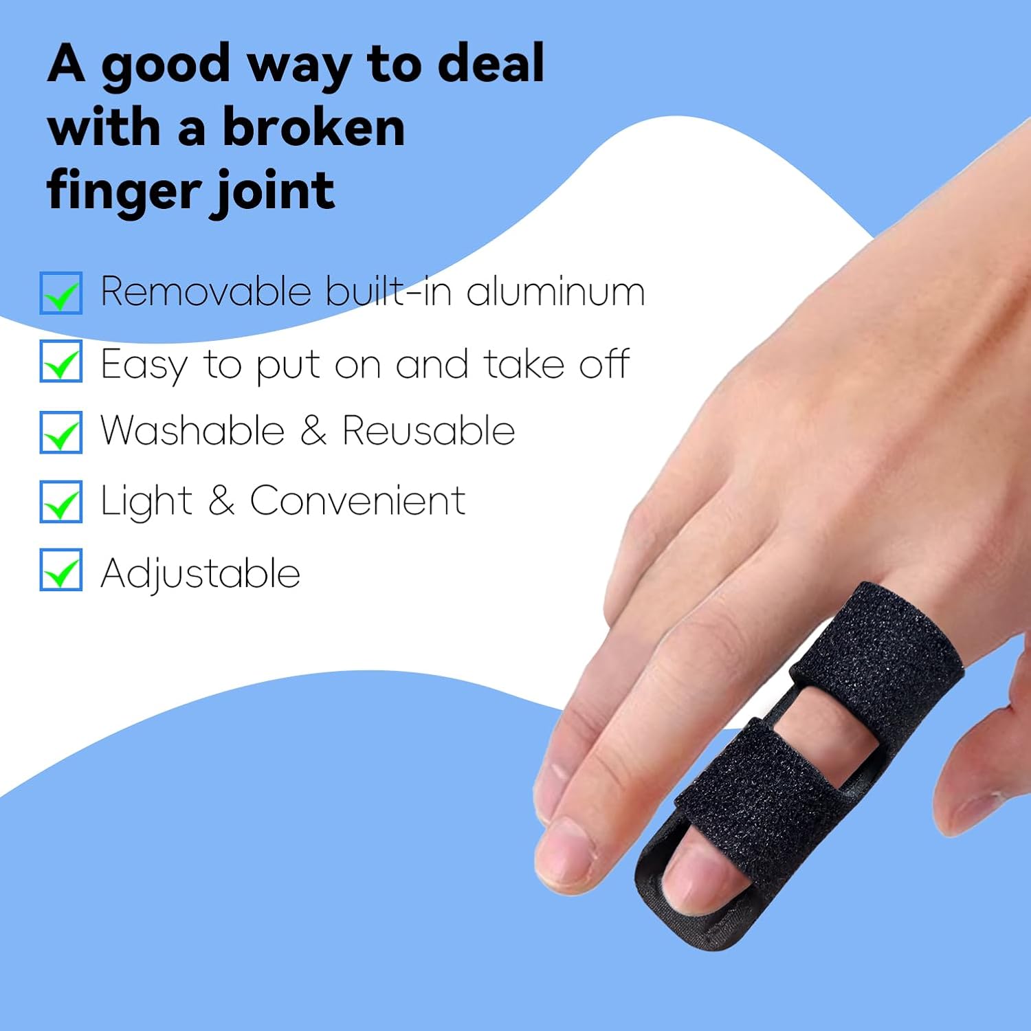Finger Splint, Universal Trigger Finger Brace for Broken/Arthritis Pain and Sprain Relief, Splints for Middle, Index, Ring 2 Pack,Black