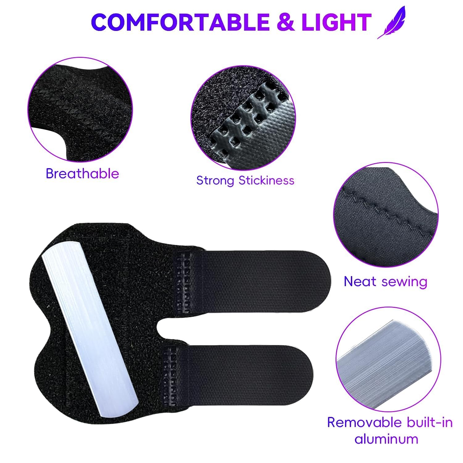 2 PCS Small Finger Splint, Adjustable Trigger Finger Splint, Straightener for Broken Strained Arthritis for Pinky, Index Splints for Teenagers and Women Black