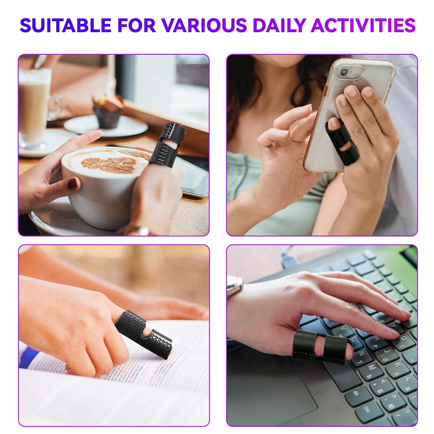 2 PCS Small Finger Splint, Adjustable Trigger Finger Splint, Straightener for Broken Strained Arthritis for Pinky, Index Splints for Teenagers and Women Black