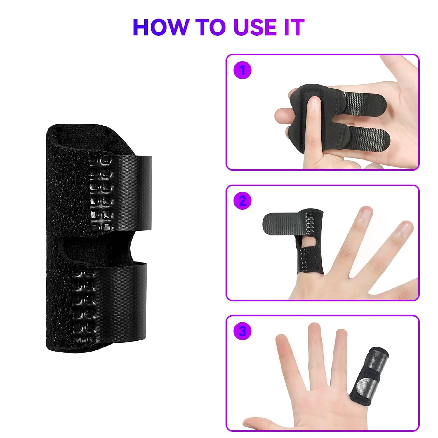2 PCS Small Finger Splint, Adjustable Trigger Finger Splint, Straightener for Broken Strained Arthritis for Pinky, Index Splints for Teenagers and Women Black