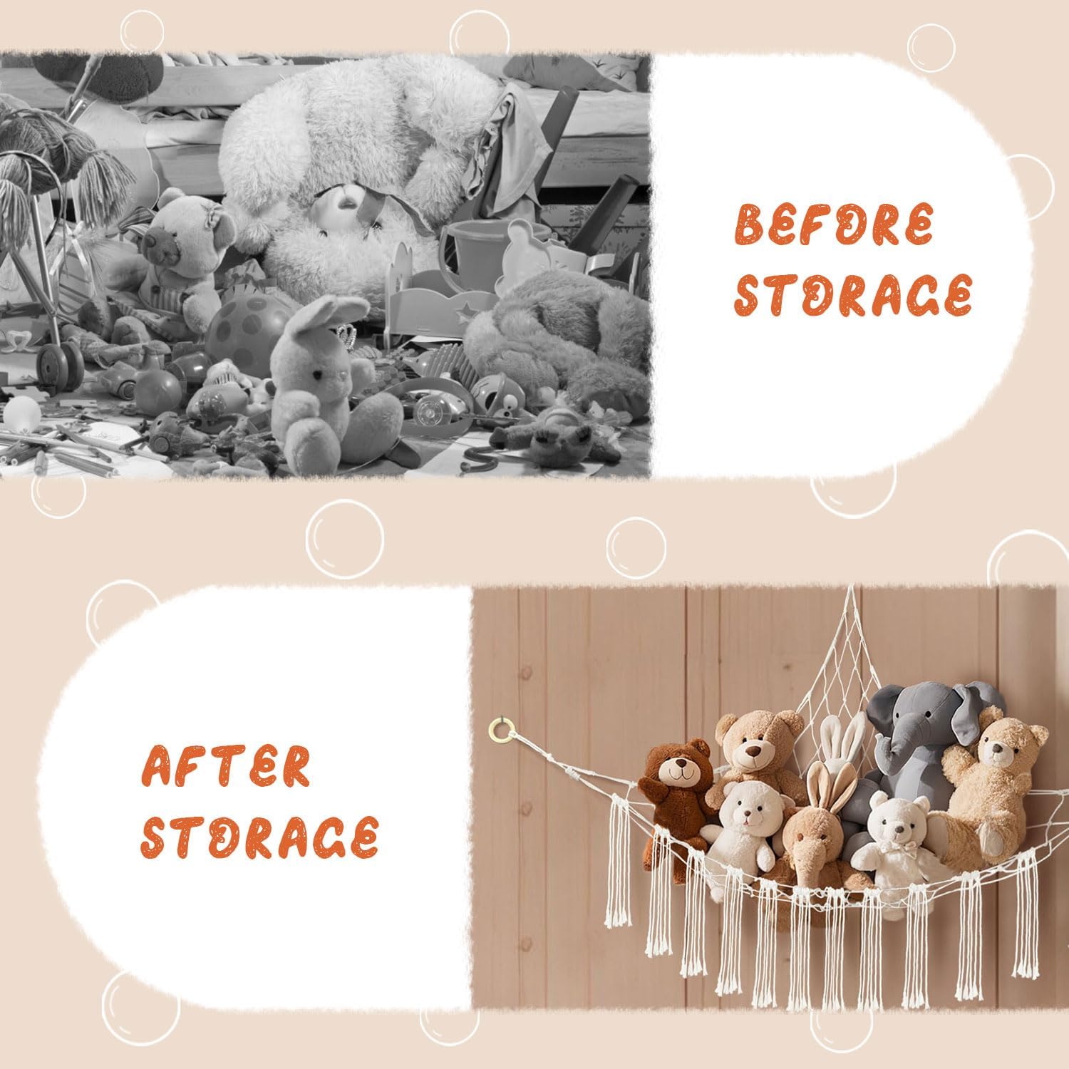 59 x 47 inches Stuffed Animal Hammock Corner Net, Plushie Net for Stuffed Animals Corner Large, Cott Hammock Holder for Home, Room, Wall, Bedroom Decor White