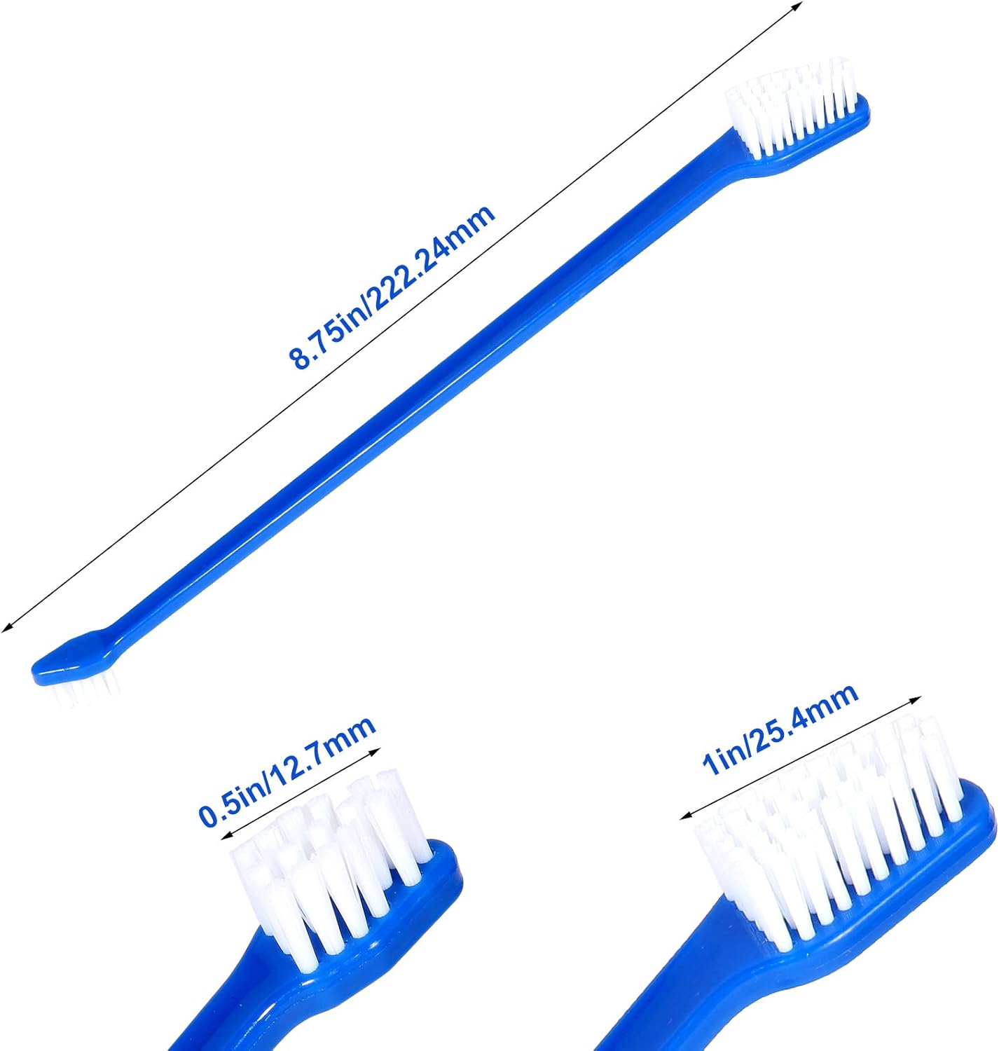 Petluno Dog Toothbrush Set of 8 - Dual Headed, Dental Hygiene Convenient Soft to Clean pet Teeth, Tooth Brushes for Small Large Dogs, Cats, and Most Pets, Teeth Brush in Bulk