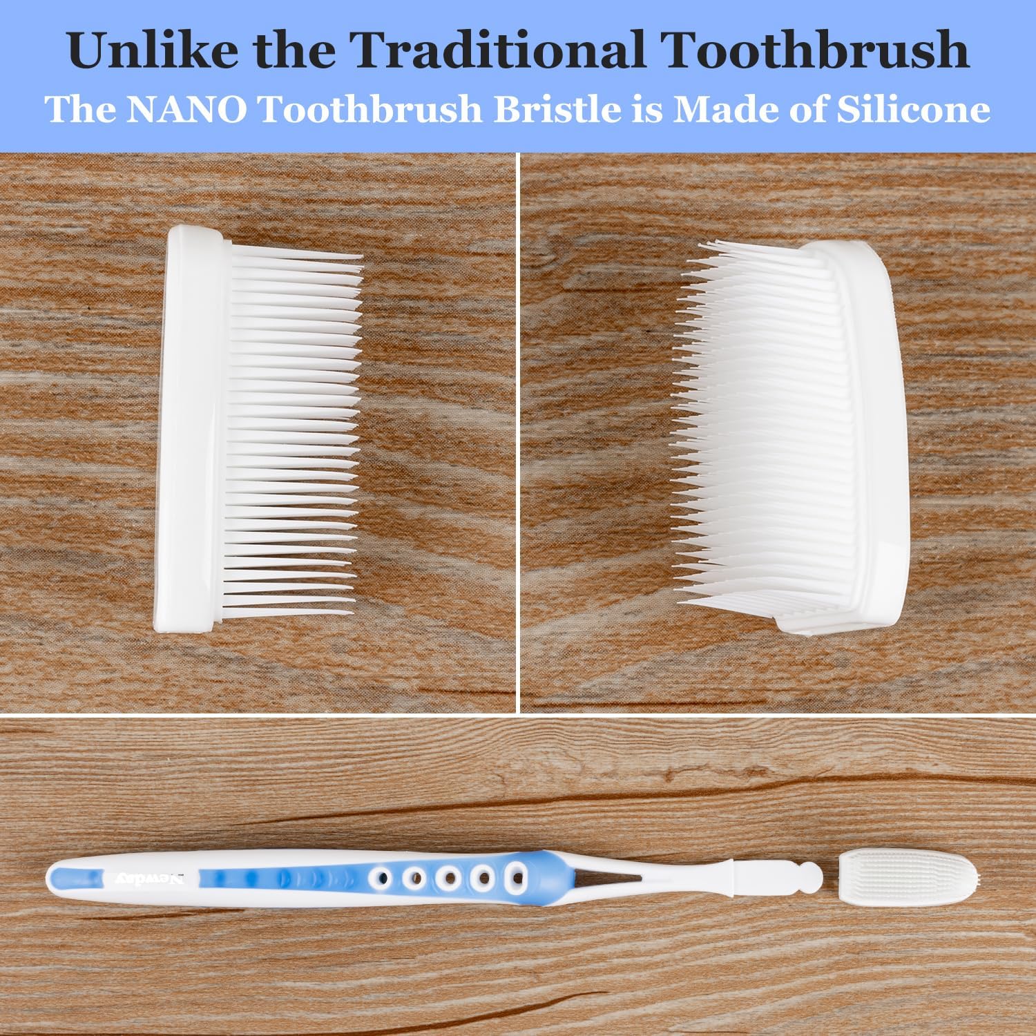 Petluno Nano Toothbrushes Medium Bristle Silicone for Sensitive Teeth and Gums Individually Wrapped Travel Toothbrush Set, Hard Multiple Colors 3 Box 3 Box Pink Blue Green