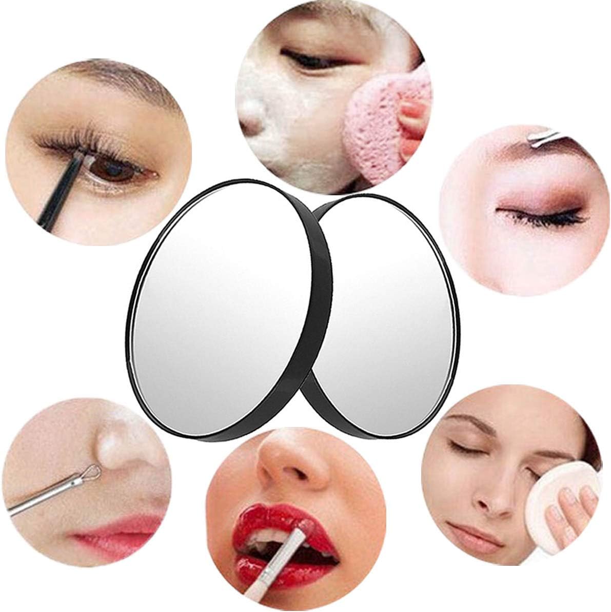 Petluno 10X Magnifying Makeup Mirror, Round Mirror 2 Suction Cups Facial Cosmetic Absorption Shaving Home Travel Essential Diameter 3.46 inches 3.5"L x 3.5"W