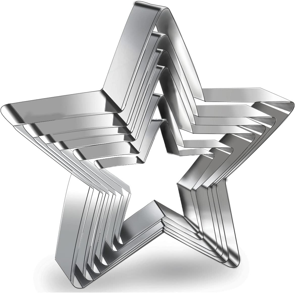 6 Pieces Star Cookie Cutters Set - Stainless Steel Five-Pointed Shaped Cutter, Biscuit Molds, Fondant Cake Cheese Pastry Mold Bakeware Tools Christmas Gifts Assorted Sizes