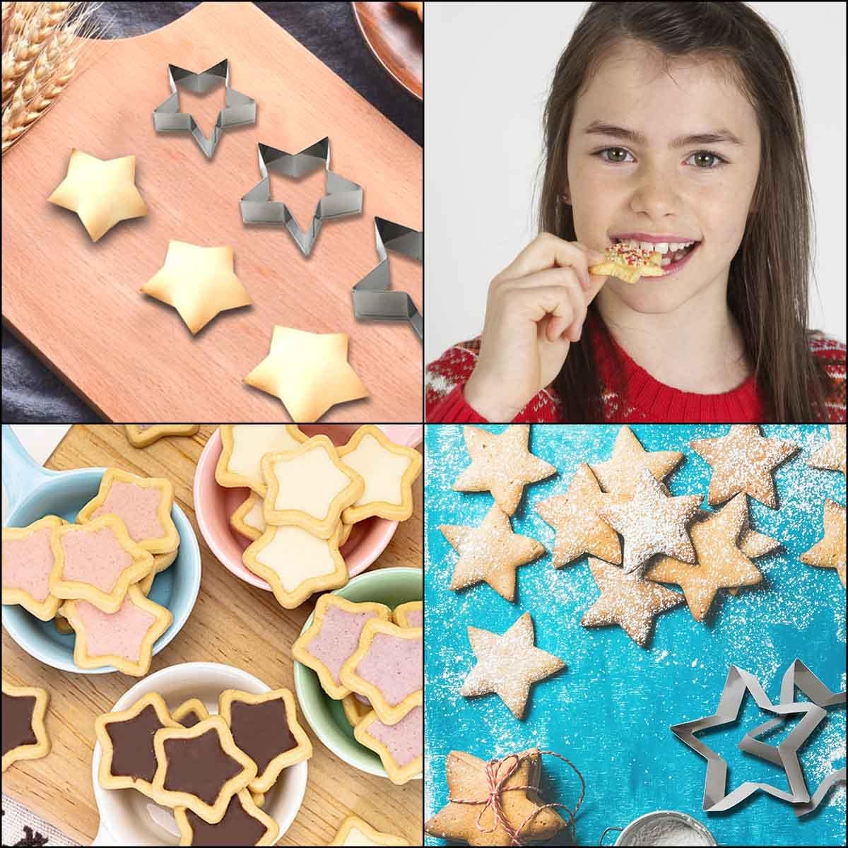 6 Pieces Star Cookie Cutters Set - Stainless Steel Five-Pointed Shaped Cutter, Biscuit Molds, Fondant Cake Cheese Pastry Mold Bakeware Tools Christmas Gifts Assorted Sizes