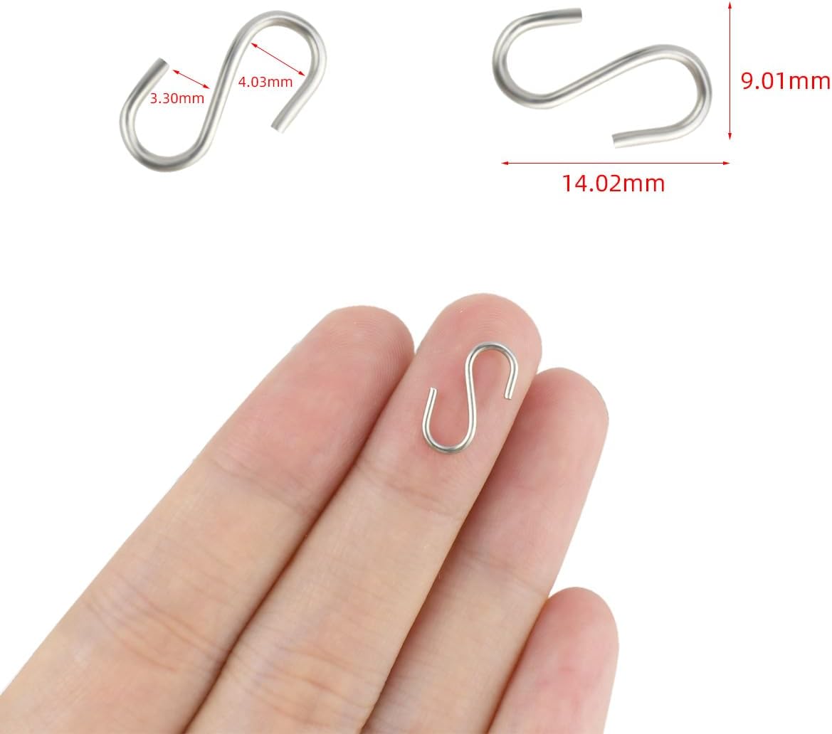 100 Mini S Hooks - Metal Shaped Hangers for Crafts, Jewelry & DIY Key Chains