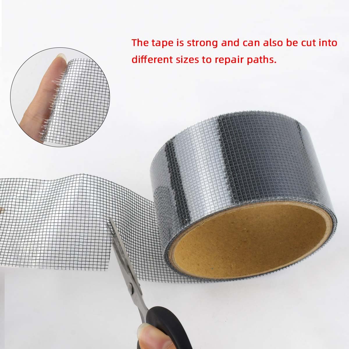 3-Layer Strong Waterproof Adhesive Screen Repair Tape - Instantly Fix Holes & Tears Fiberglass Kit Gray 1.97x78.7 Inches