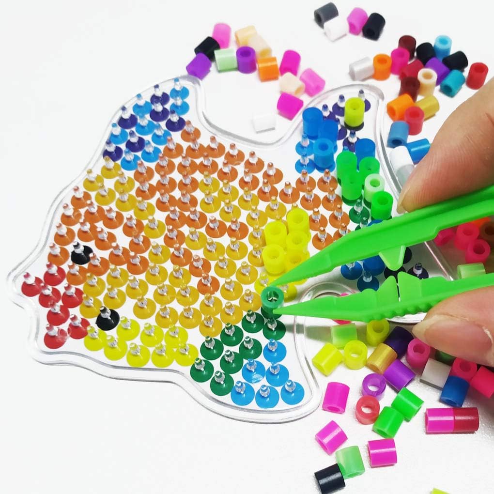 Three-Color Plastic Fuse Beads Tweezers Handmake Crafts, Manual DIY Creative Craft Game Tool for Kids 1 Pack of 6 Tweezers,White,Green,Blue